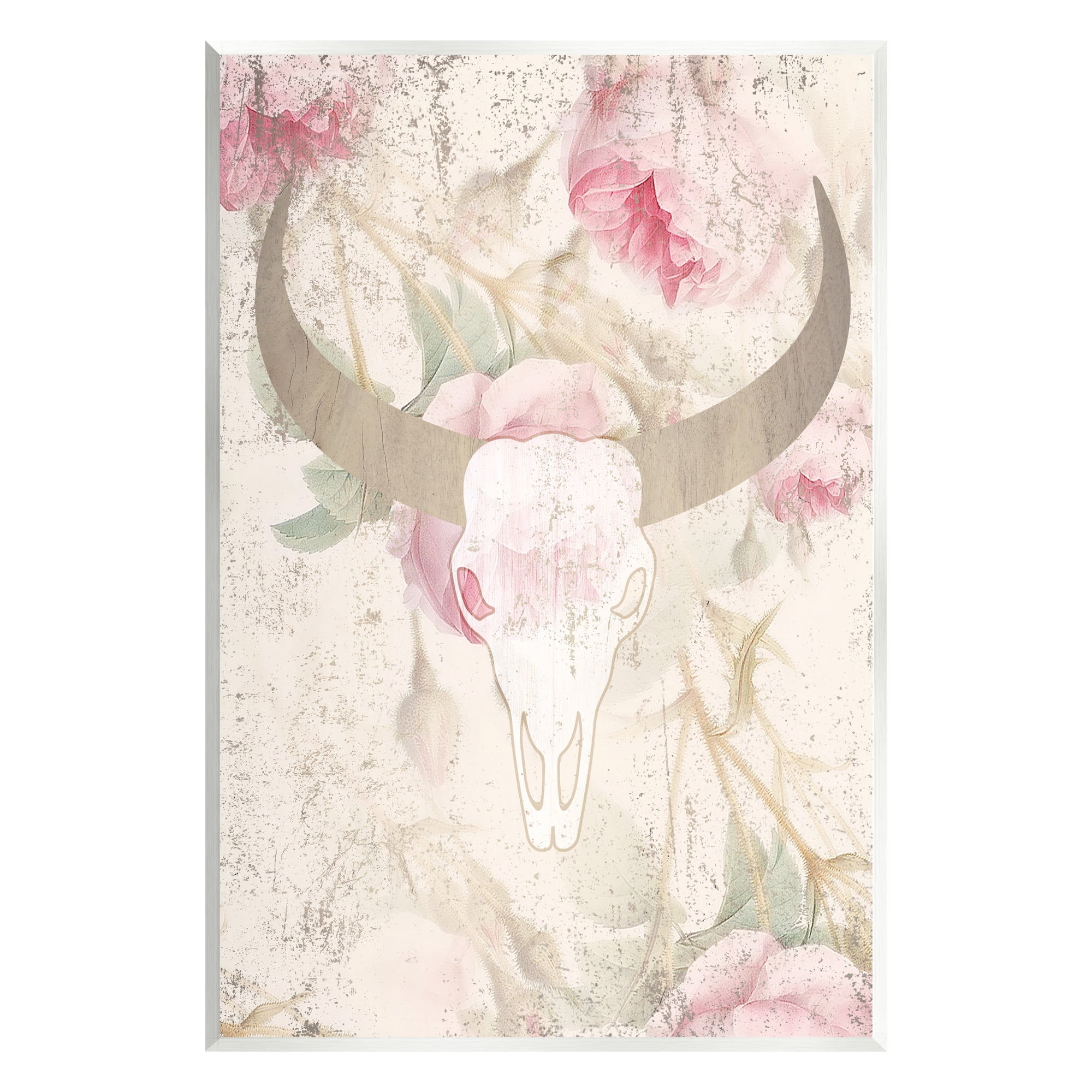 Stupell Industries Floral Cattle Skull Blooms Animals & Insects Painting Unframed Art Print Wall Art