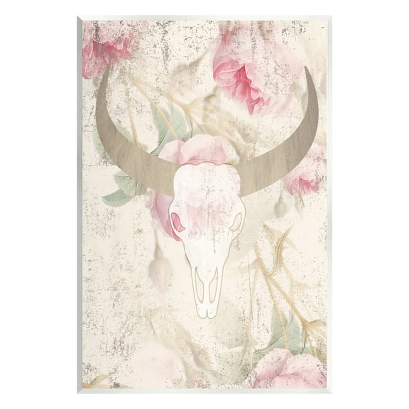 Stupell Industries Floral Cattle Skull Blooms Animals & Insects Painting Unframed Art Print Wall Art