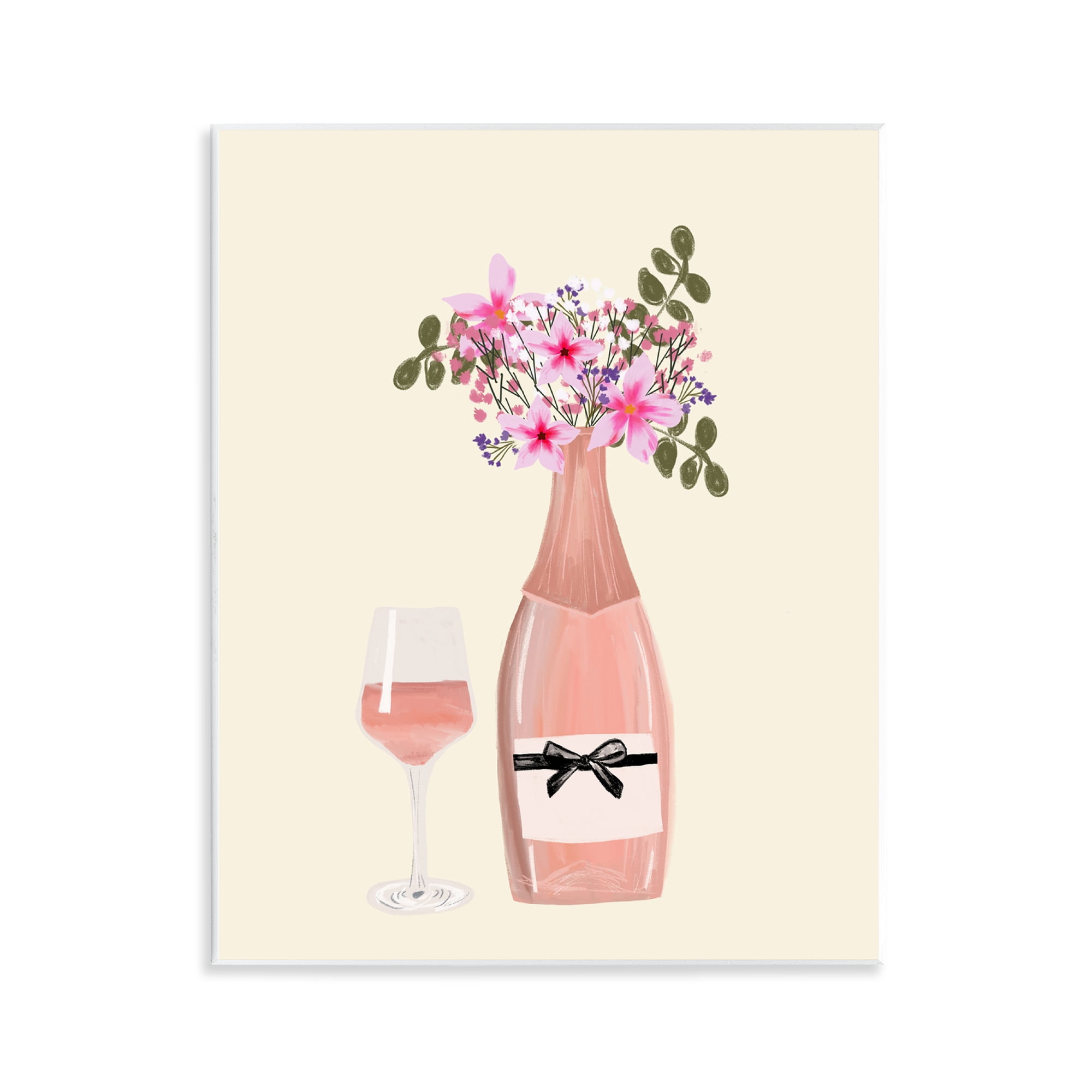 Stupell Industries Floral Champagne & Glass Food & Beverage Painting Unframed Art Print Wall Art, 11 x 14