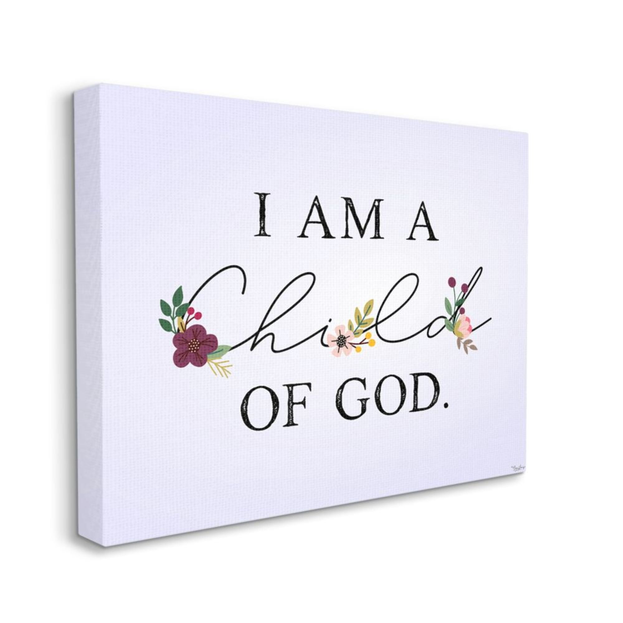 Stupell Industries Floral Child Of God Phrase over Purple Design by Gigi Louise, 16" x 20"