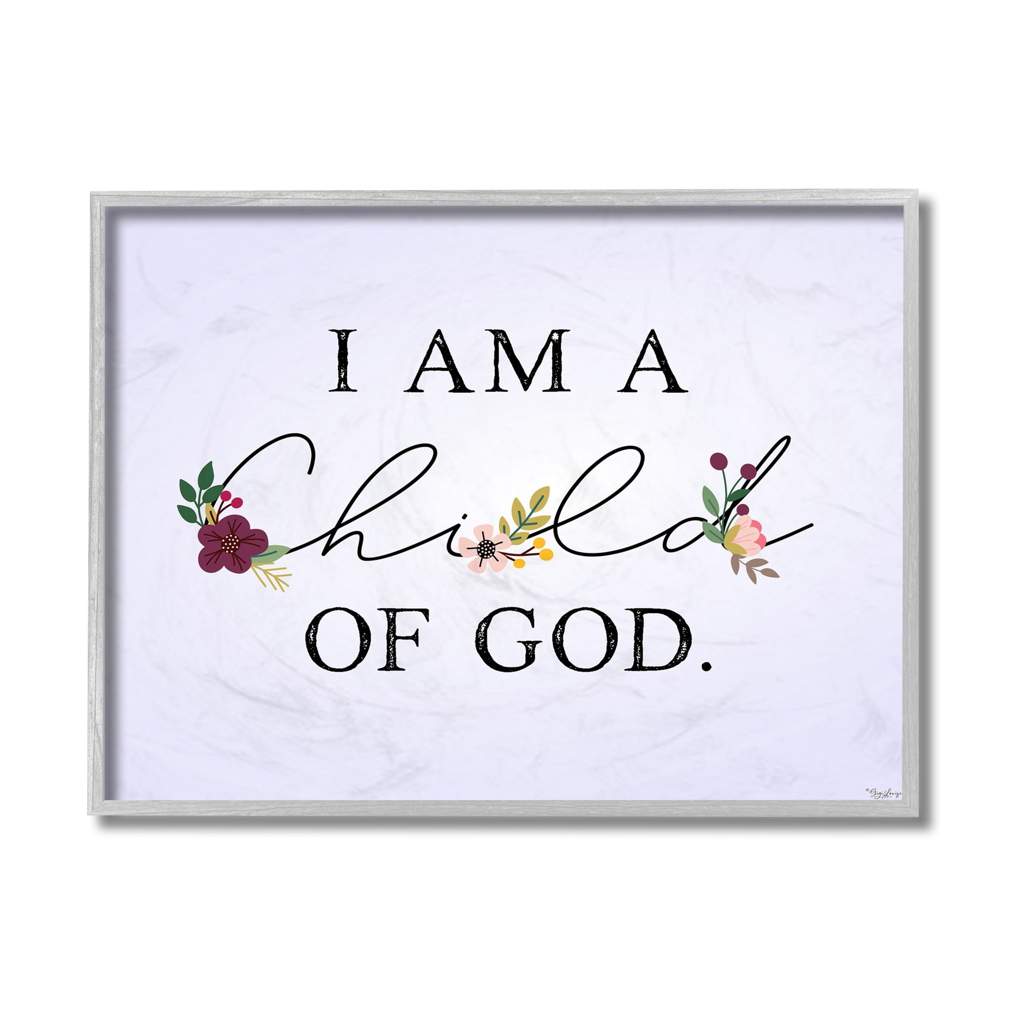 Stupell Industries Floral Child Of God Phrase over Purple Design by Gigi Louise