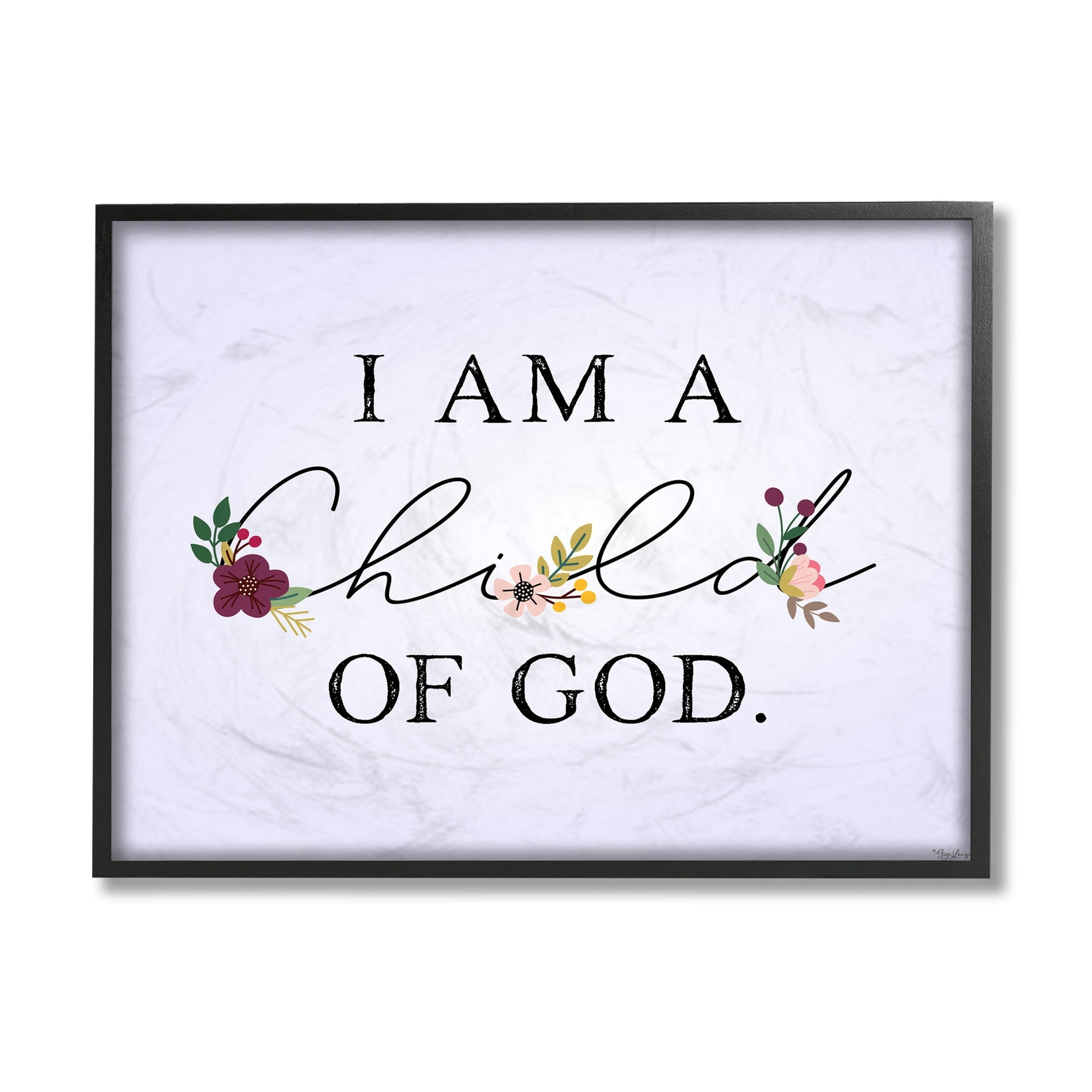 Stupell Industries Floral Child Of God Phrase over Purple Design by Gigi Louise