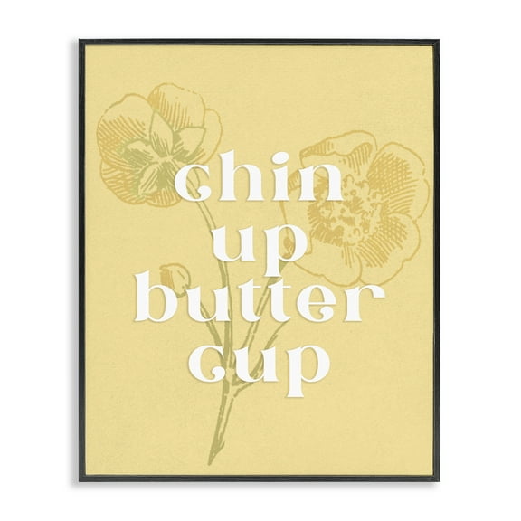 Stupell Industries Floral Chin Up Phrase Plants & Flowers Painting Black Framed Art Print Wall Art, 11 x 14