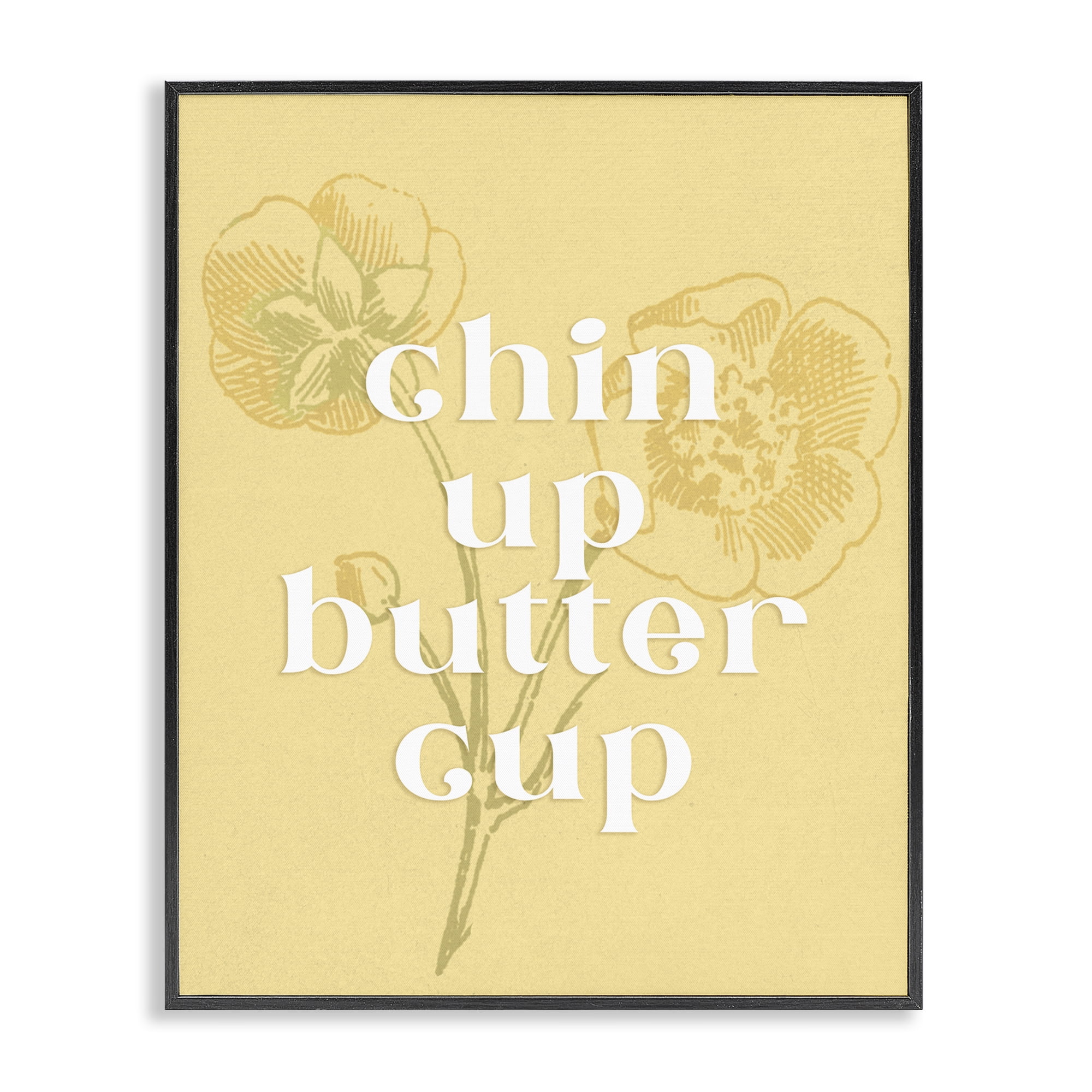 Stupell Industries Floral Chin Up Phrase Plants & Flowers Painting Black Framed Art Print Wall Art, 16 x 20