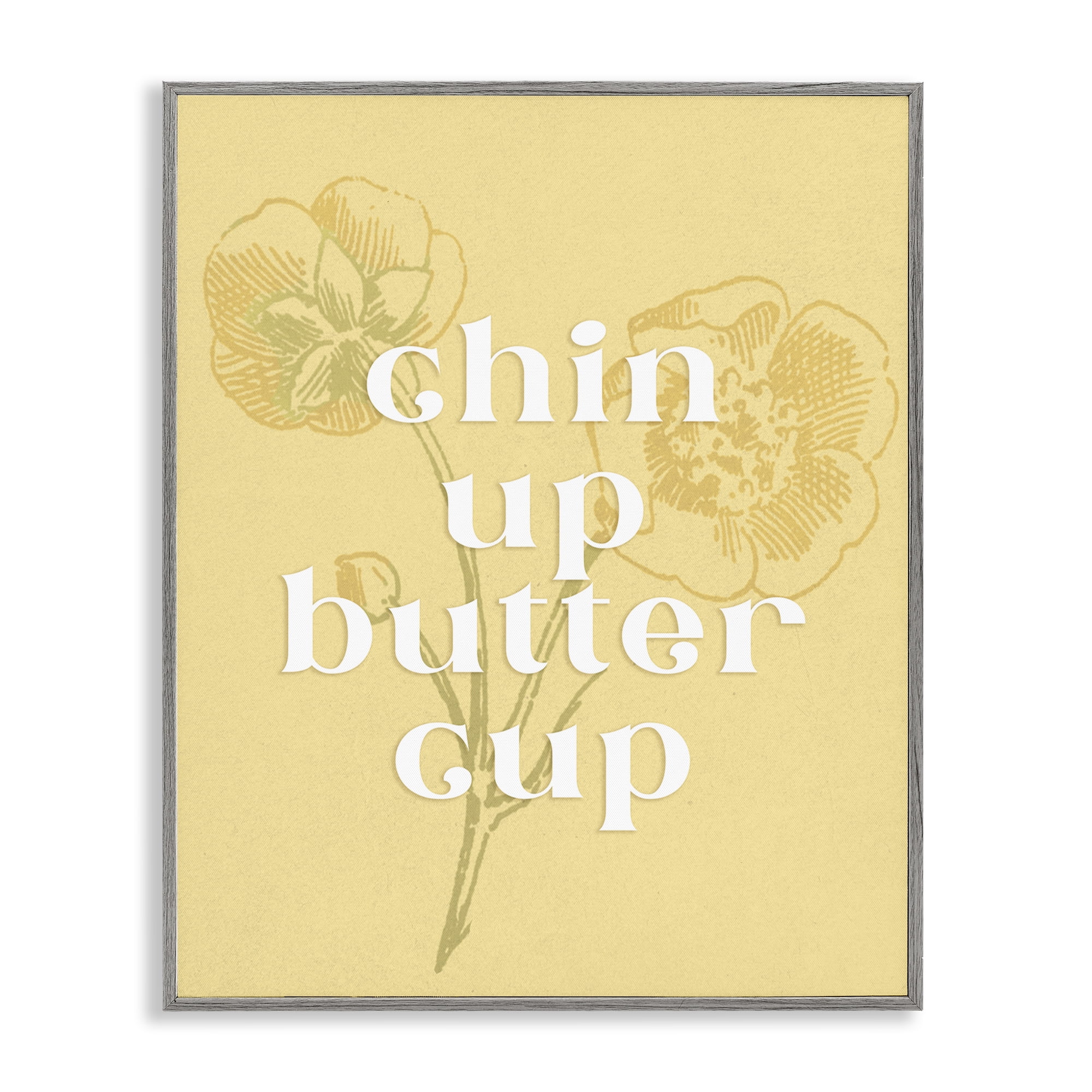 Stupell Industries Floral Chin Up Phrase Plants & Flowers Painting Gray Framed Art Print Wall Art, 24 x 30