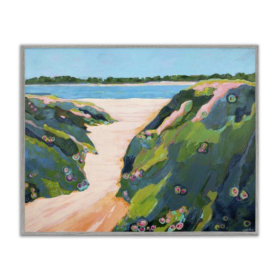 Stupell Industries Coastal Floral Cliffs Landscape Gray Framed Giclee Art, 30 x 24, by Dorothy Holmes Mohler