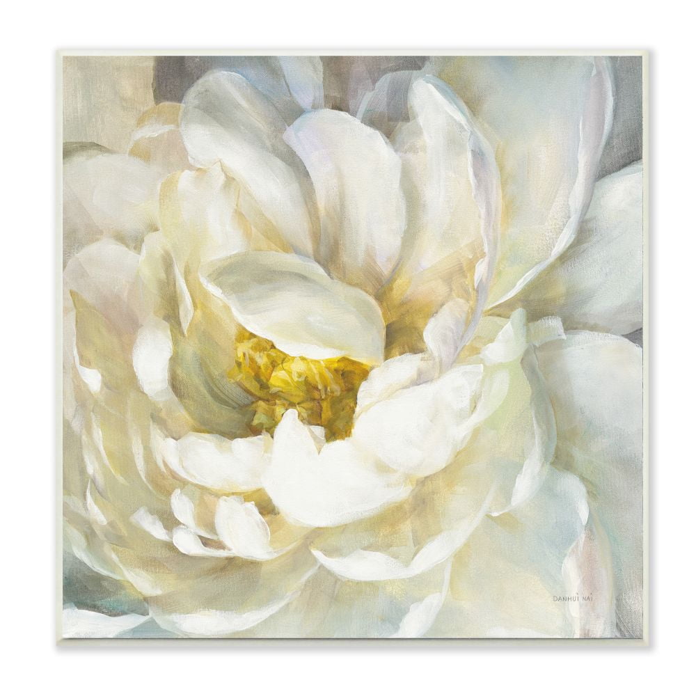 Stupell Industries Floral Close-Up Petals Nature Yellow White Painting Unframed Art Print Wall Art, 12x12, by Danhui Nai