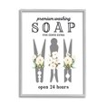 thumbnail image 1 of Stupell Industries Floral Clothespin Silhouette Vintage Script Soap Signage Graphic Art Gray Framed Art Print Wall Art, Design by Lettered and Lined, 1 of 7