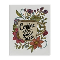 Stupell Industries Floral Coffee Good Idea Food & Beverage Painting Gallery Wrapped Canvas Art Print Wall Art, 16 x 20