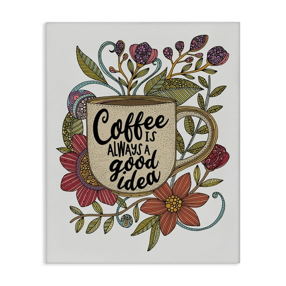 Stupell Industries Floral Coffee Good Idea Food & Beverage Painting Gallery Wrapped Canvas Art Print Wall Art, 30 x 40