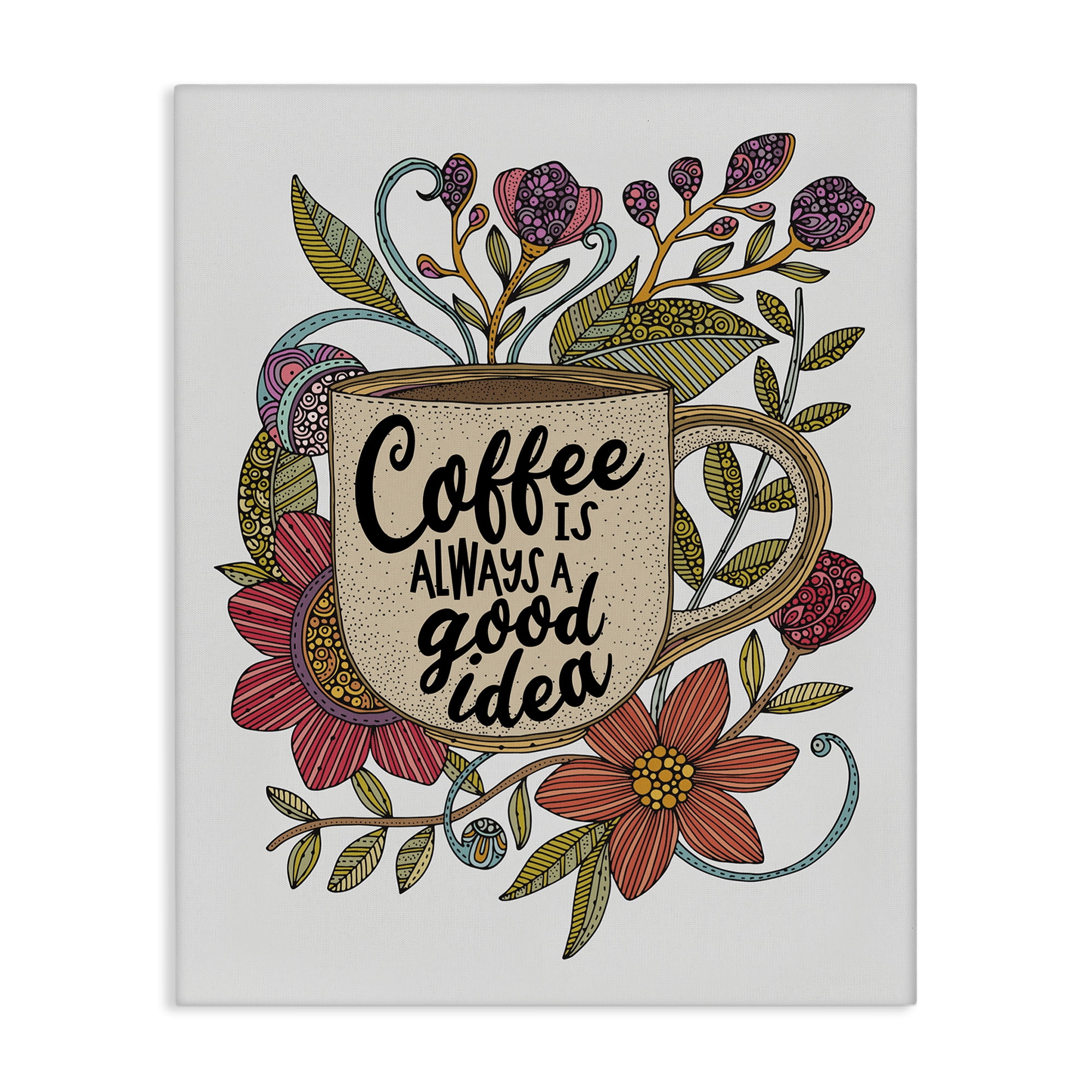Stupell Industries Floral Coffee Good Idea Food & Beverage Painting Gallery Wrapped Canvas Art Print Wall Art, 36 x 48