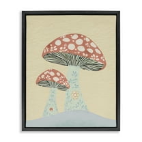 Stupell Industries Floral Collaged Mushrooms Botanical & Floral Painting Black Floater Framed Art Print Wall Art, 17 x 21