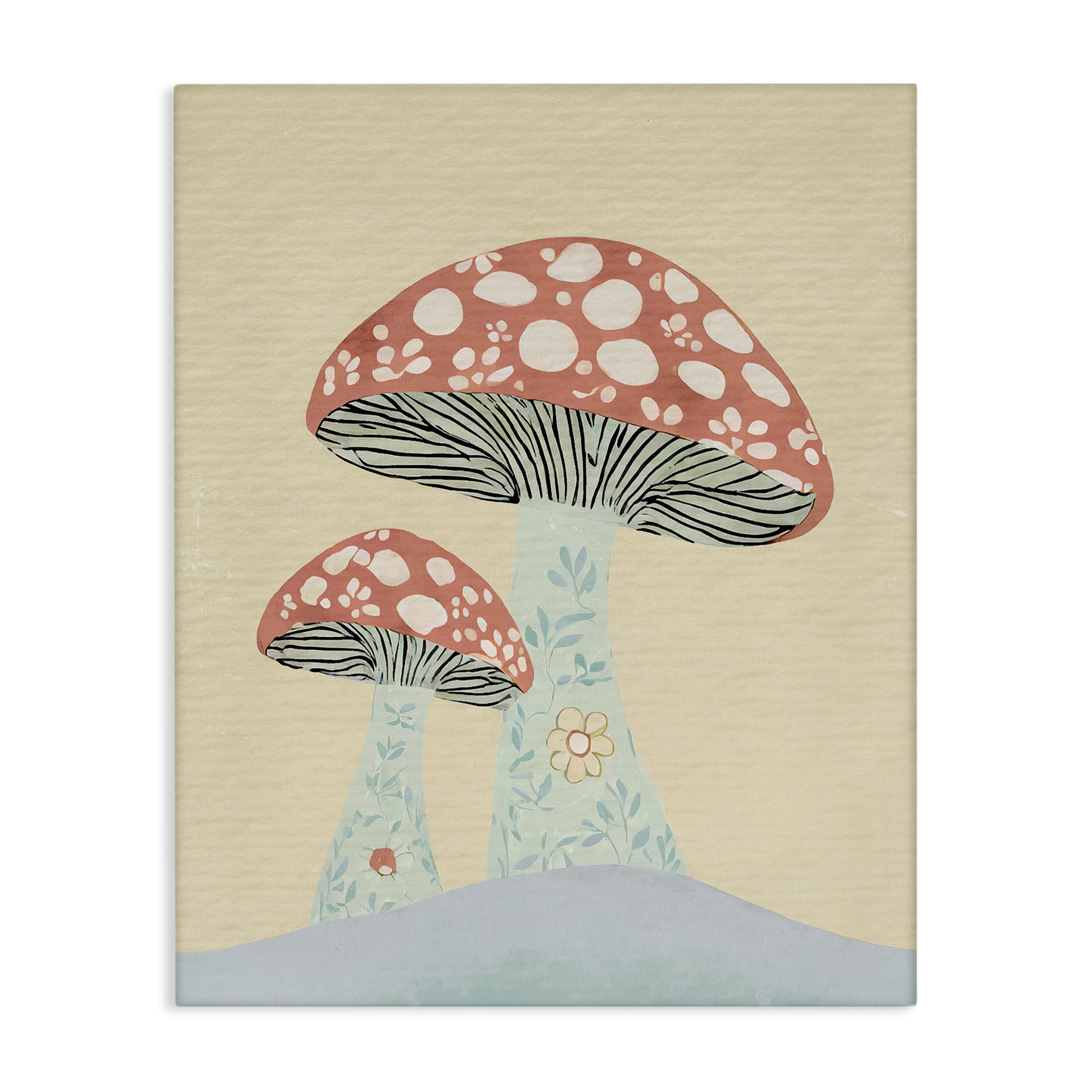Stupell Industries Floral Collaged Mushrooms Botanical & Floral Painting Gallery Wrapped Canvas Art Print Wall Art, 24 x 30