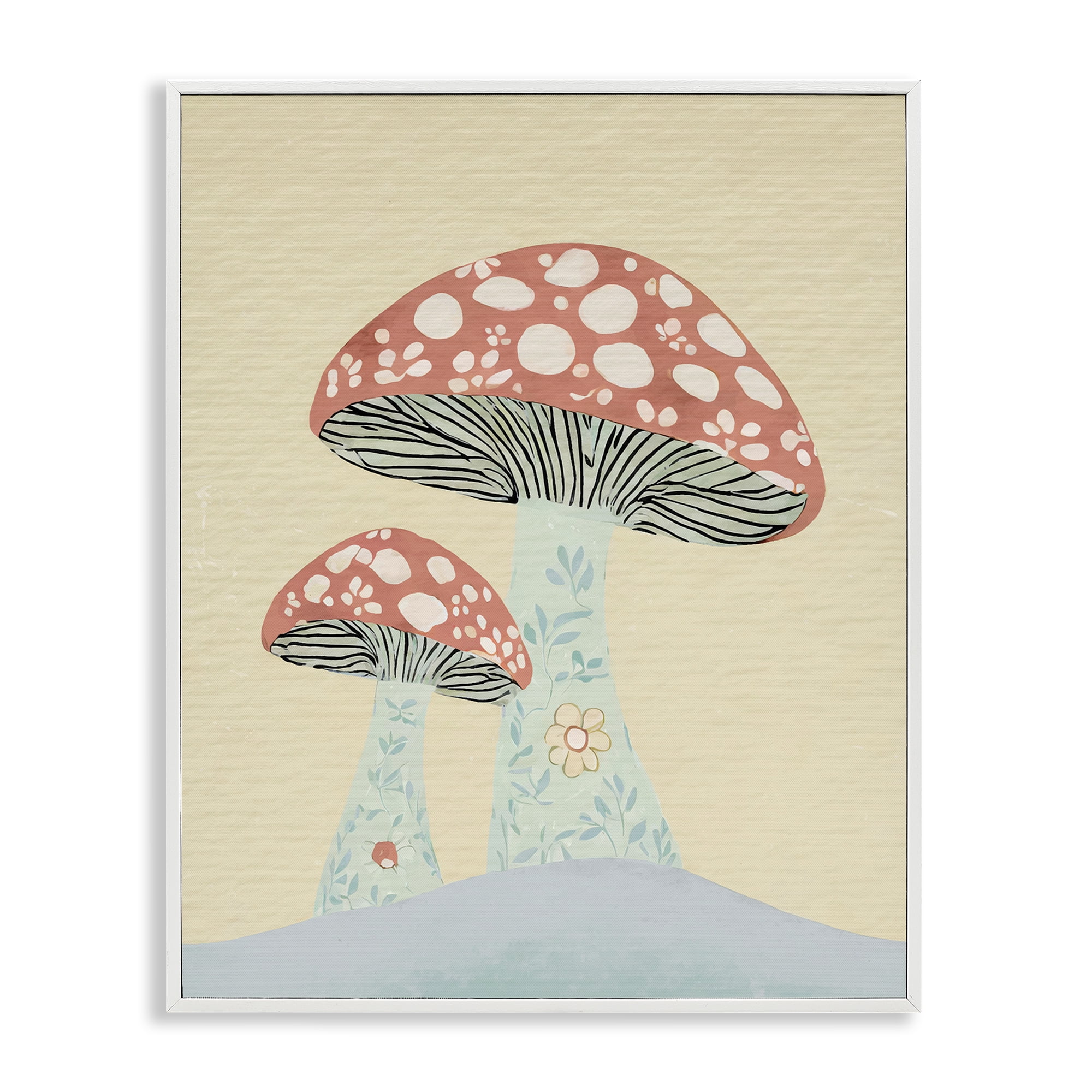 Stupell Industries Floral Collaged Mushrooms Botanical & Floral Painting White Framed Art Print Wall Art, 11 x 14