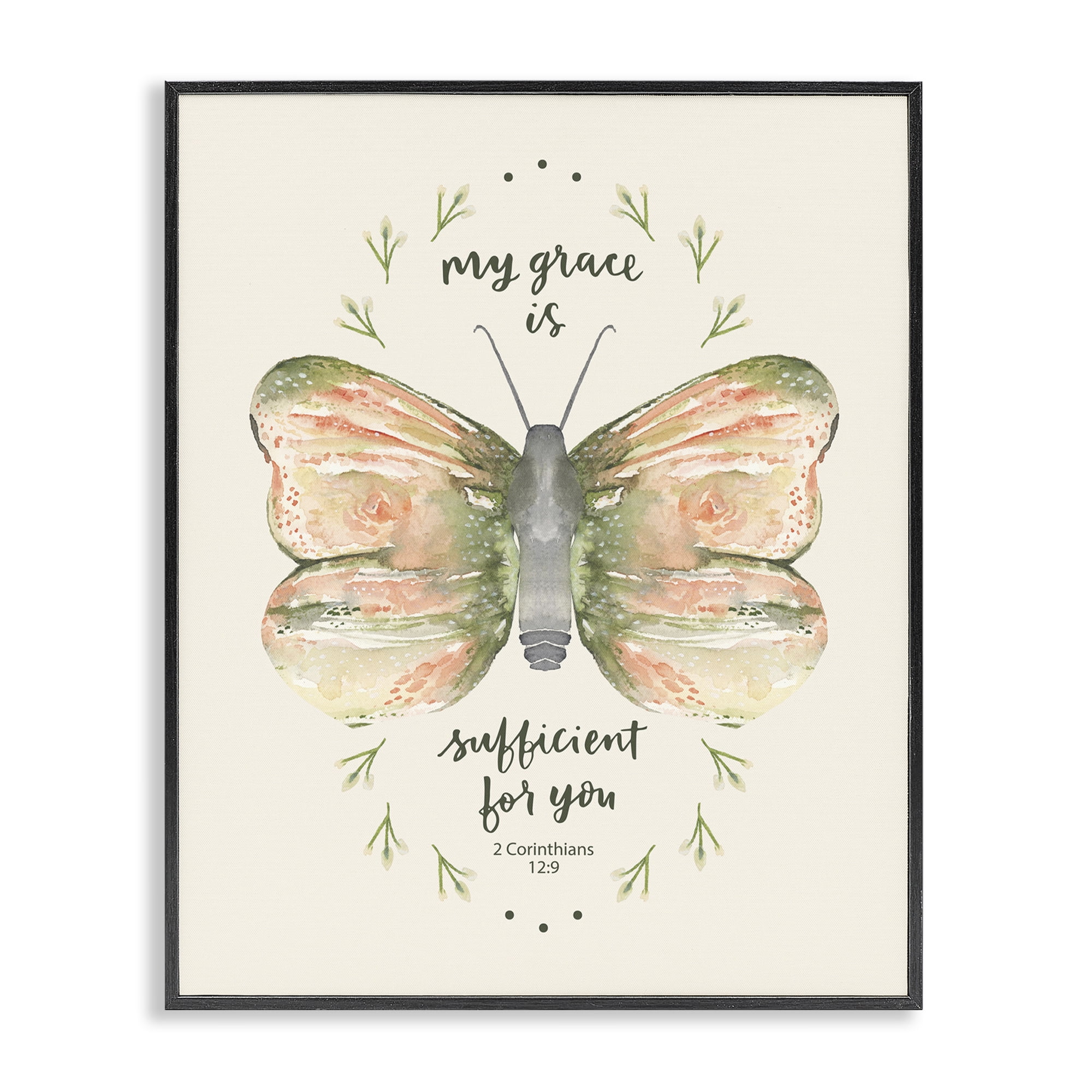 Stupell Industries Floral Corinthians Verse Animals Painting Black Framed Art Print Wall Art, 16 x 20
