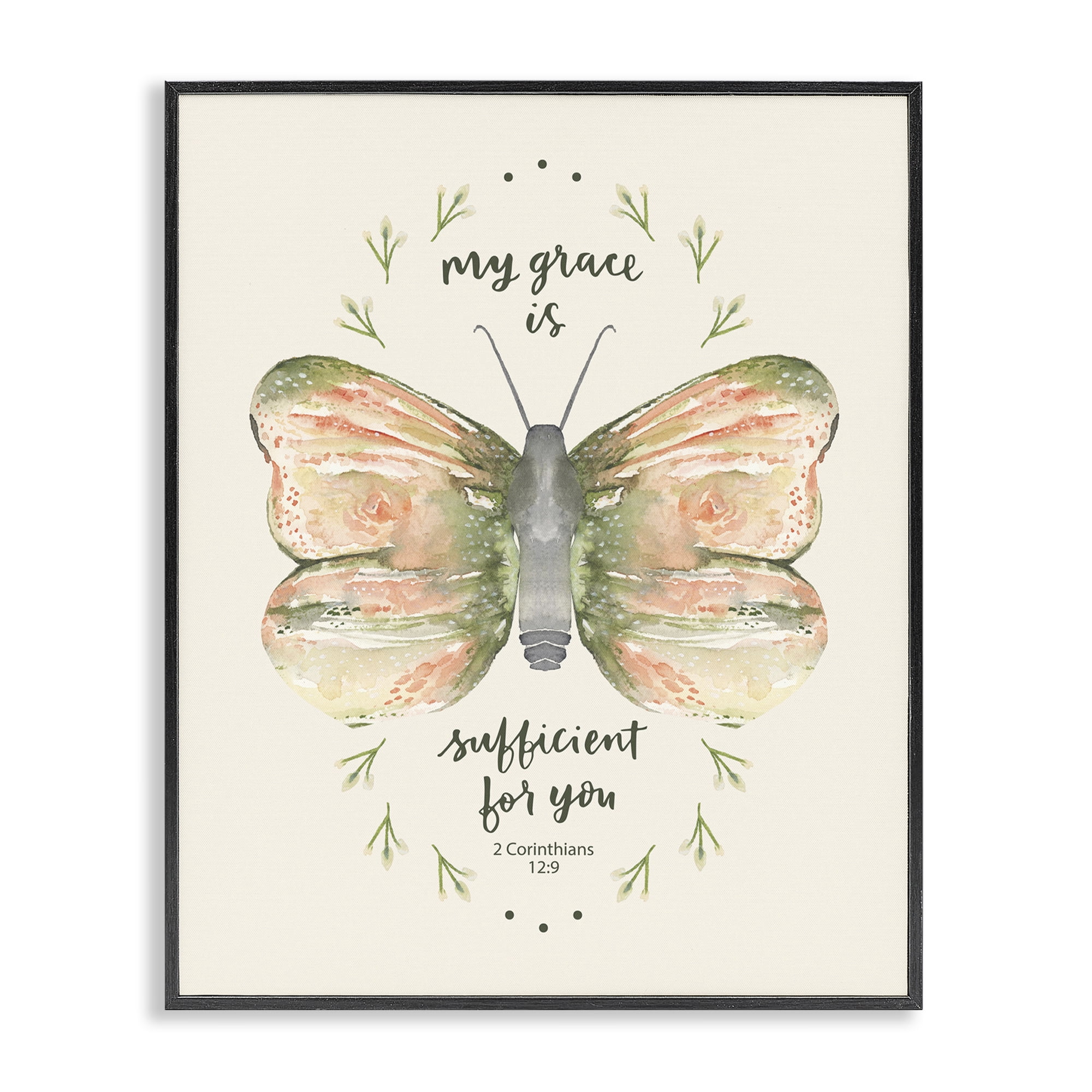 Stupell Industries Floral Corinthians Verse Animals Painting Black Framed Art Print Wall Art, 24 x 30