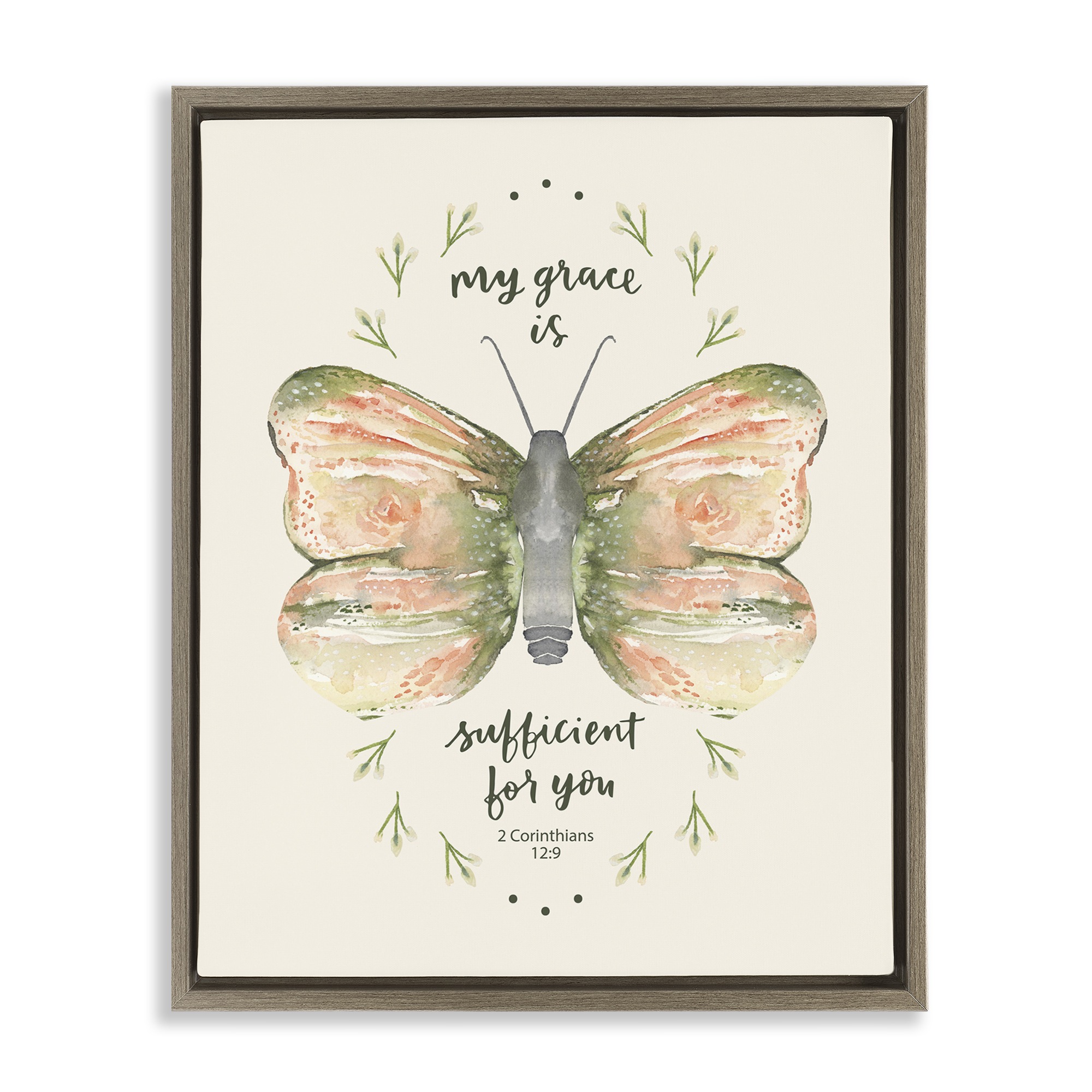 Stupell Industries Floral Corinthians Verse Animals Painting Brown Floater Framed Canvas Art Print Wall Art, 17 x 21