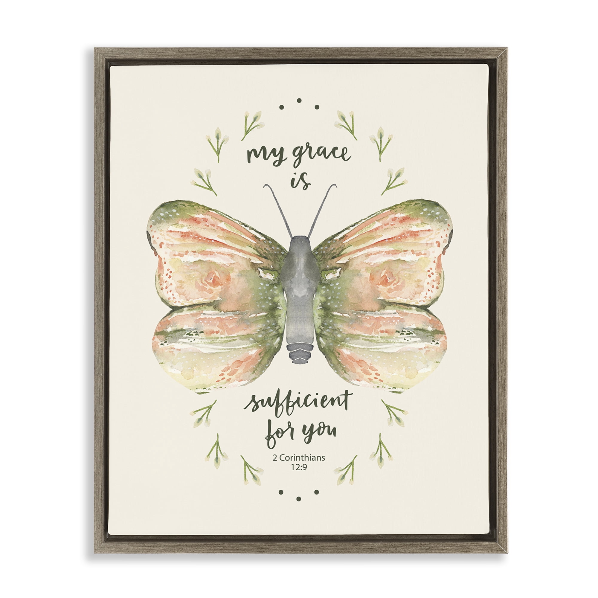 Stupell Industries Floral Corinthians Verse Animals Painting Brown Floater Framed Canvas Art Print Wall Art, 25 x 31