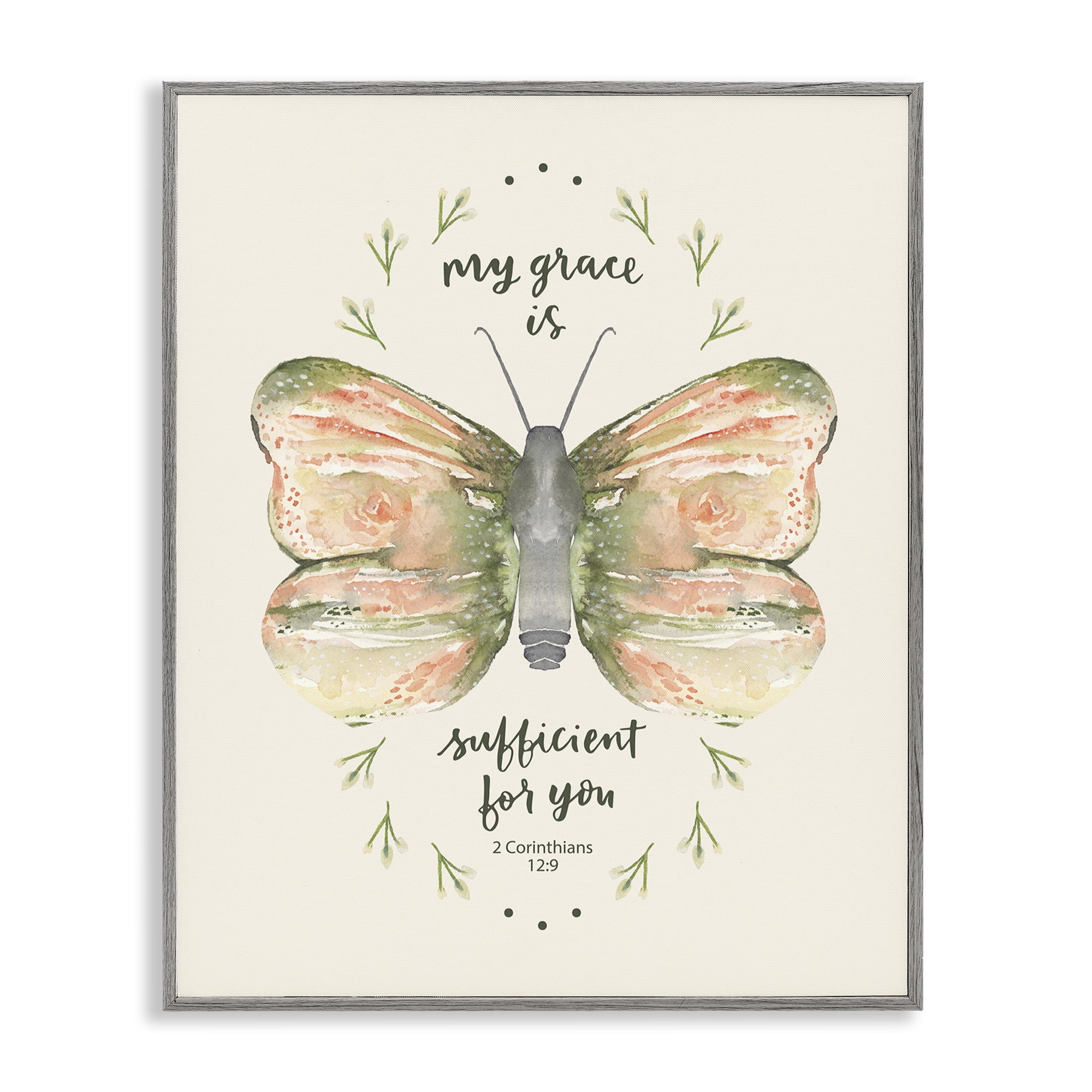 Stupell Industries Floral Corinthians Verse Animals Painting Gray Framed Art Print Wall Art, 11 x 14