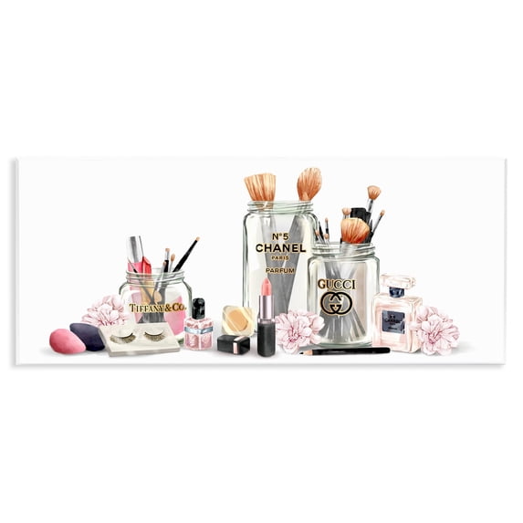 Stupell Industries Floral Cosmetic Collection Modern Glam Fashion Still Life, 17 x 7,Design by Ziwei Li