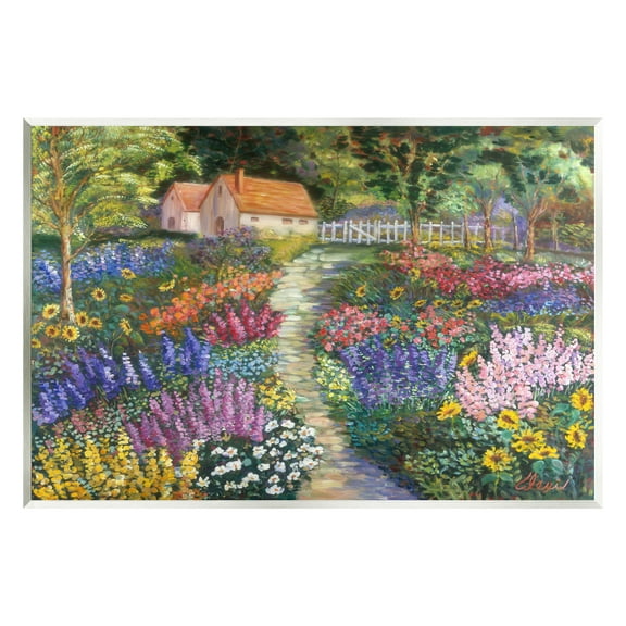 Stupell Industries Floral Cottage Gardens Landscape Painting Unframed Art Print Wall Art, 15 x 10