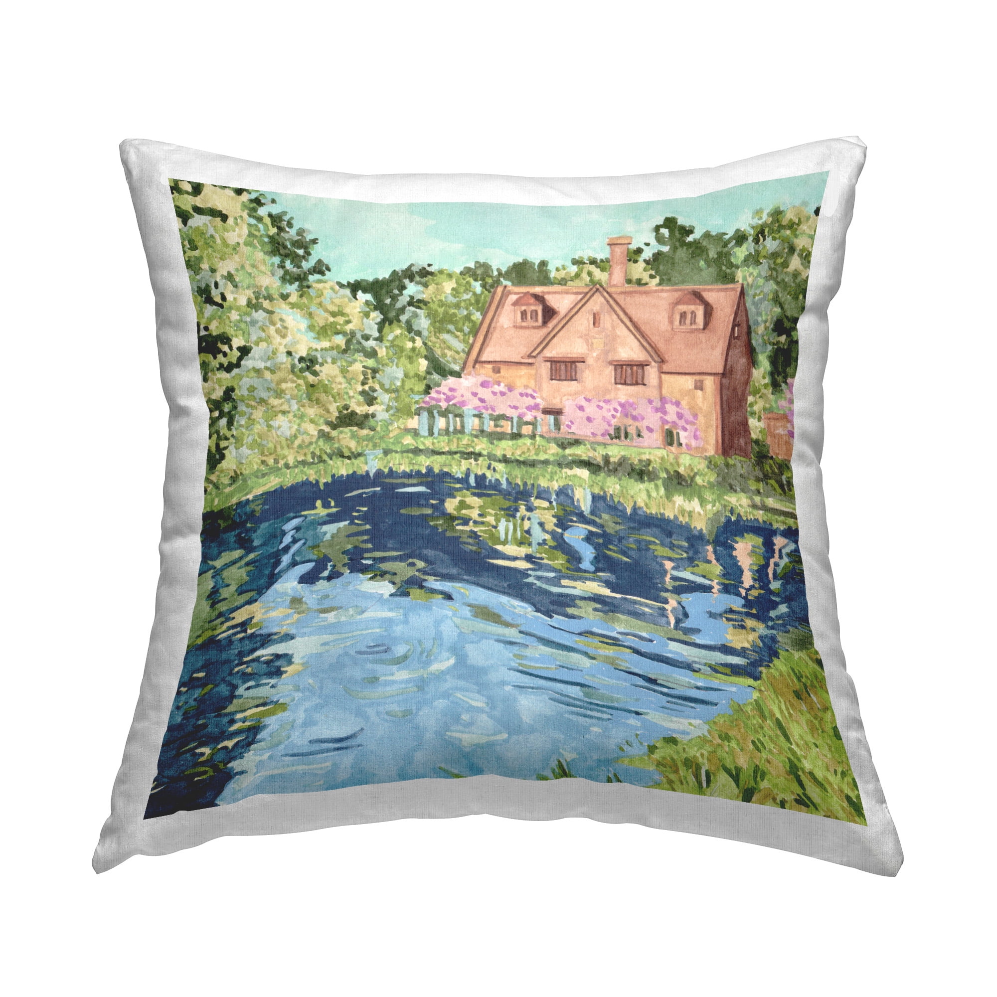 Stupell Industries Floral Cottage & Lake Decorative Printed Throw Pillow Design by Melissa Wang