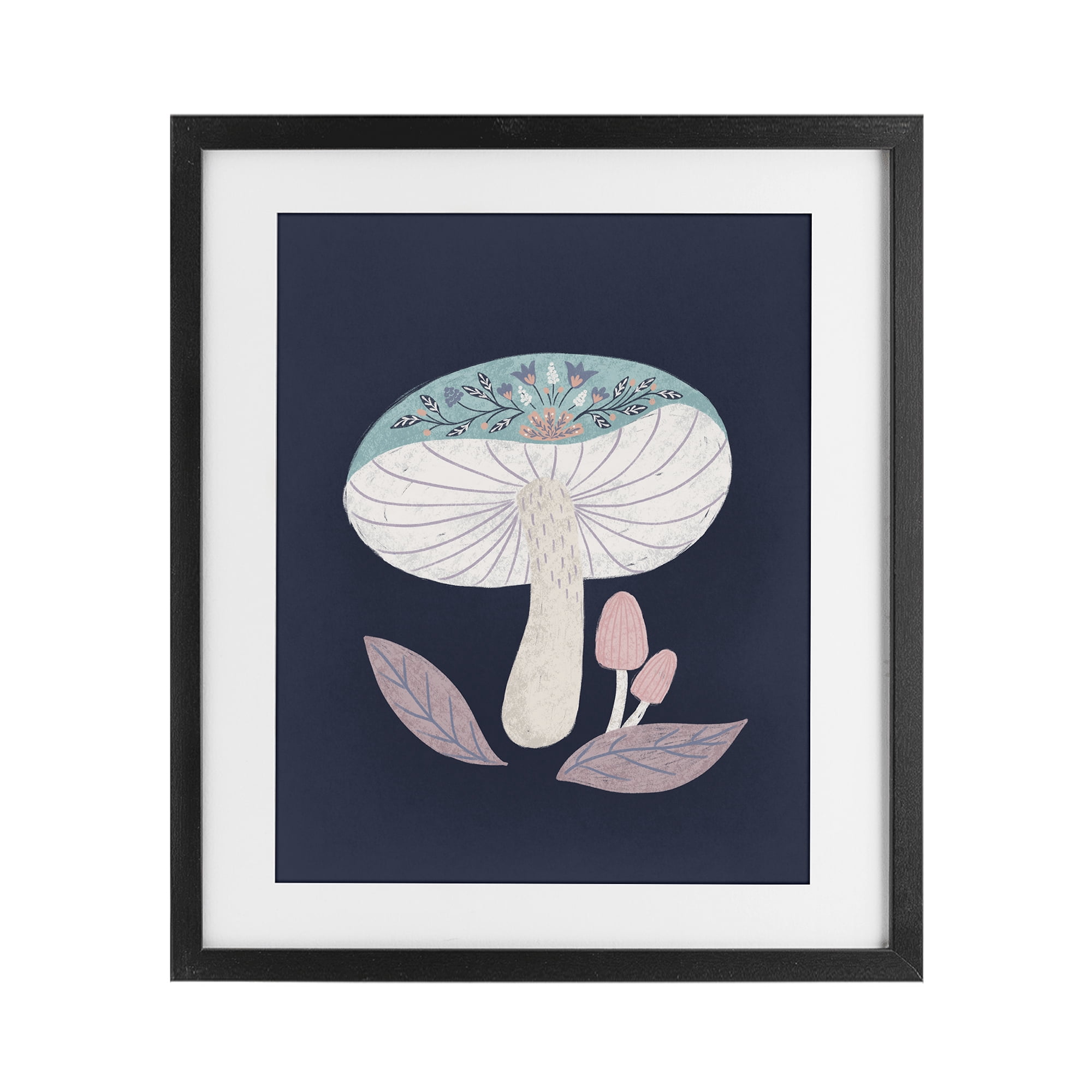 Stupell Industries Floral Cottage Mushroom Black Framed Print Under Glass, design by Metka Hiti