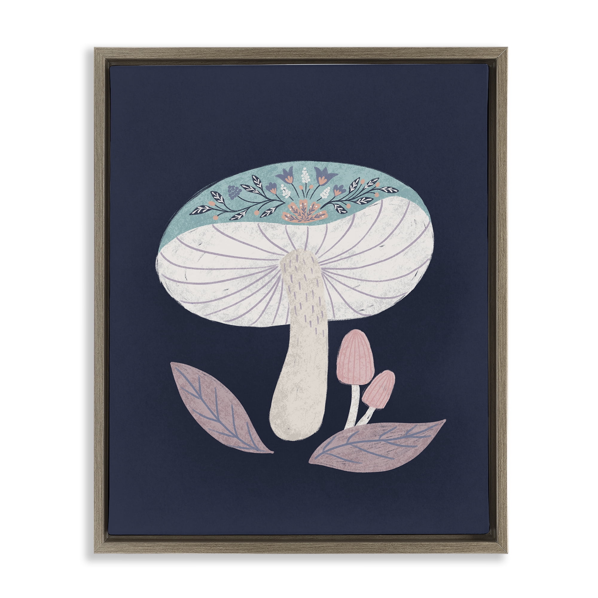 Stupell Industries Floral Cottage Mushroom Brown Framed Floater Canvas Wall Art, design by Metka Hiti