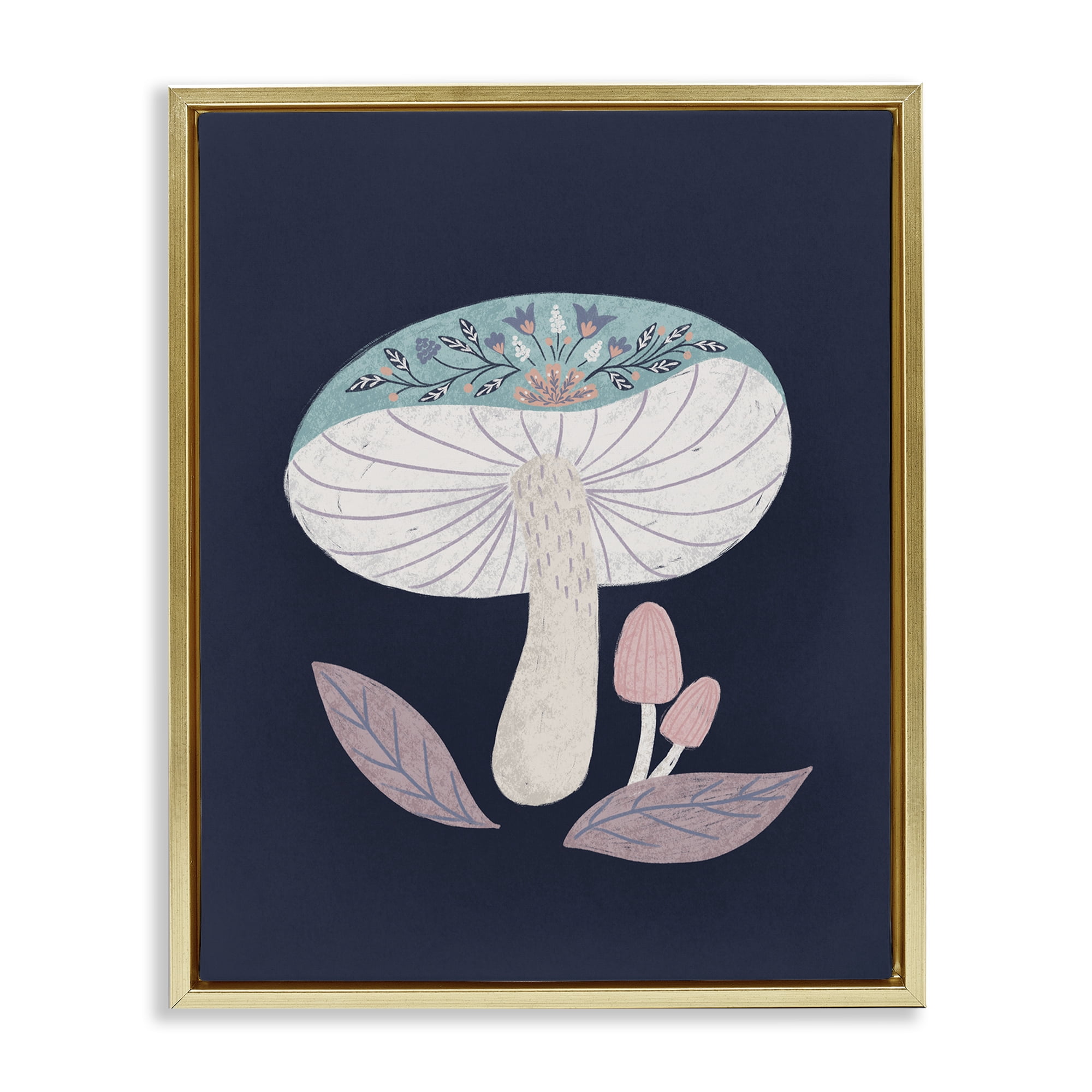 Stupell Industries Floral Cottage Mushroom Gold Framed Floater Canvas Wall Art, design by Metka Hiti