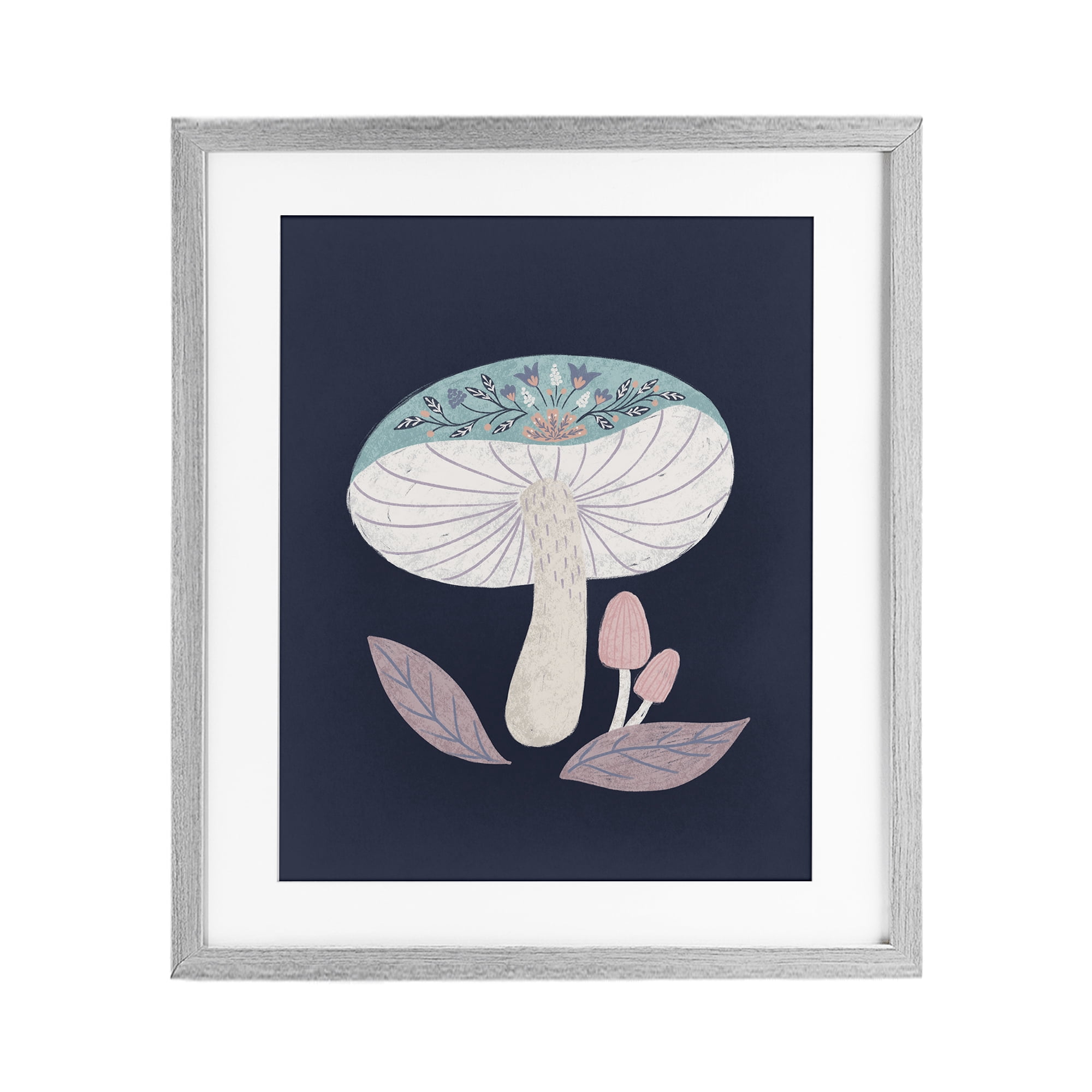 Stupell Industries Floral Cottage Mushroom Gray Framed Print Under Glass, design by Metka Hiti
