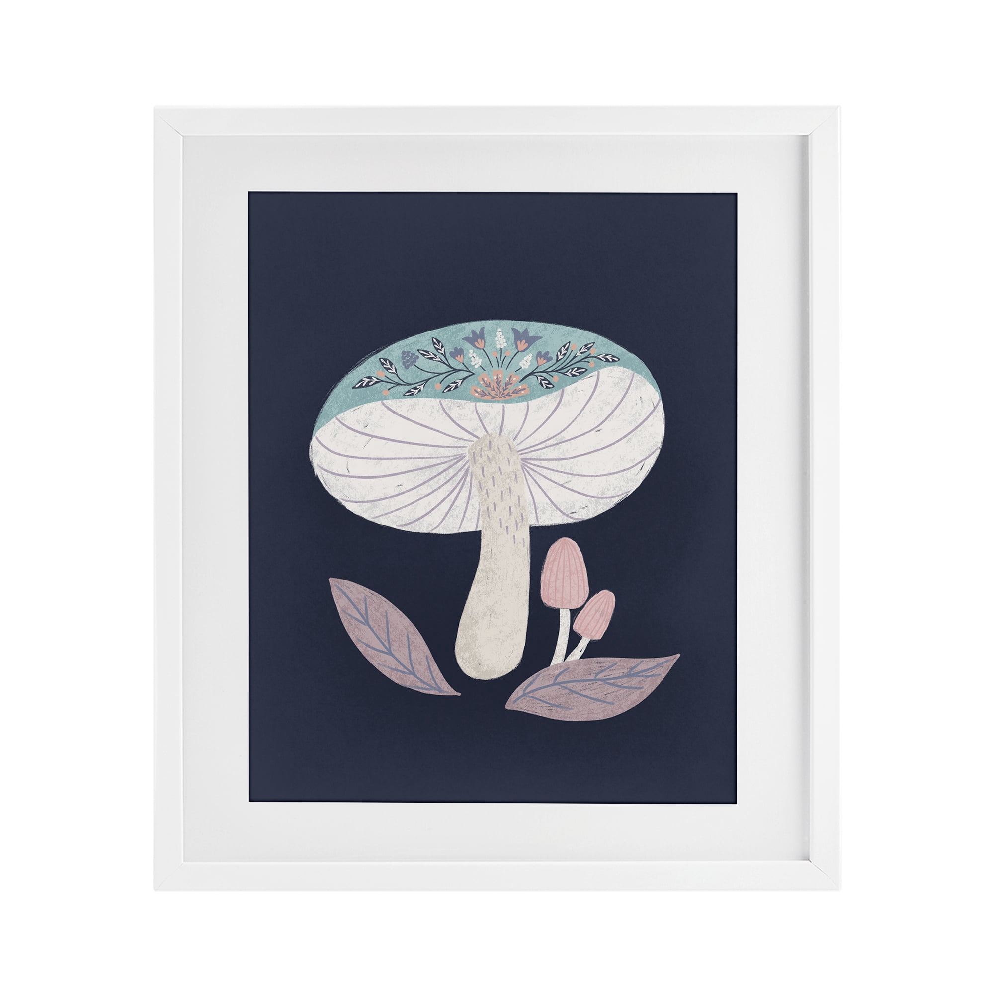 Stupell Industries Floral Cottage Mushroom White Framed Print Under Glass, design by Metka Hiti