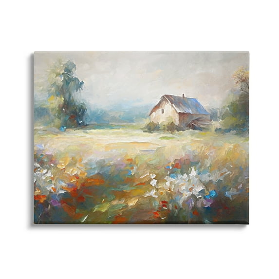 Stupell Industries Floral Countryside Abstraction Landscape Painting Gallery Wrapped Canvas Art Print Wall Art, 40 x 30