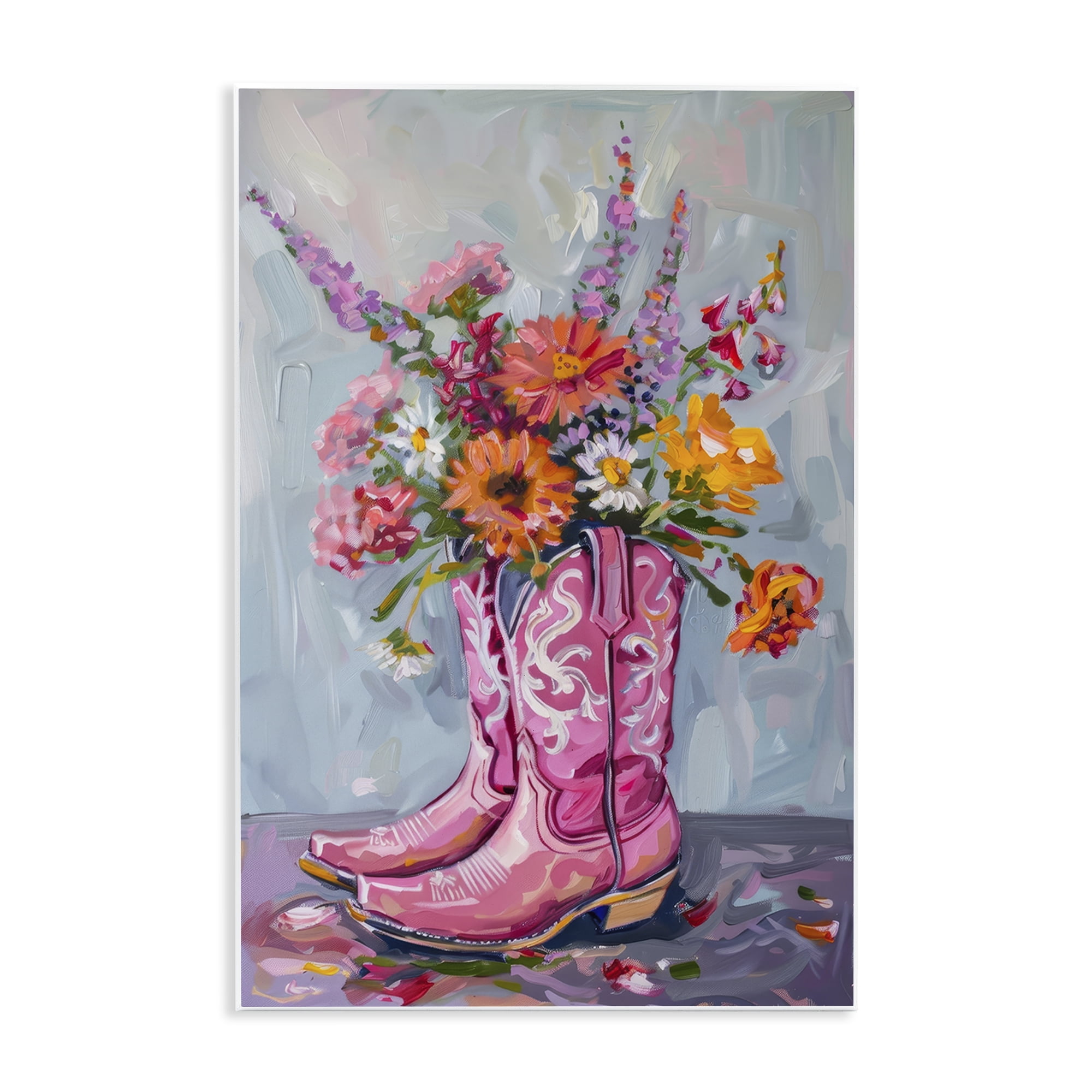 Stupell Industries Floral Cowboy Boots Plants & Flowers Painting Unframed Art Print Wall Art, 10 x 15