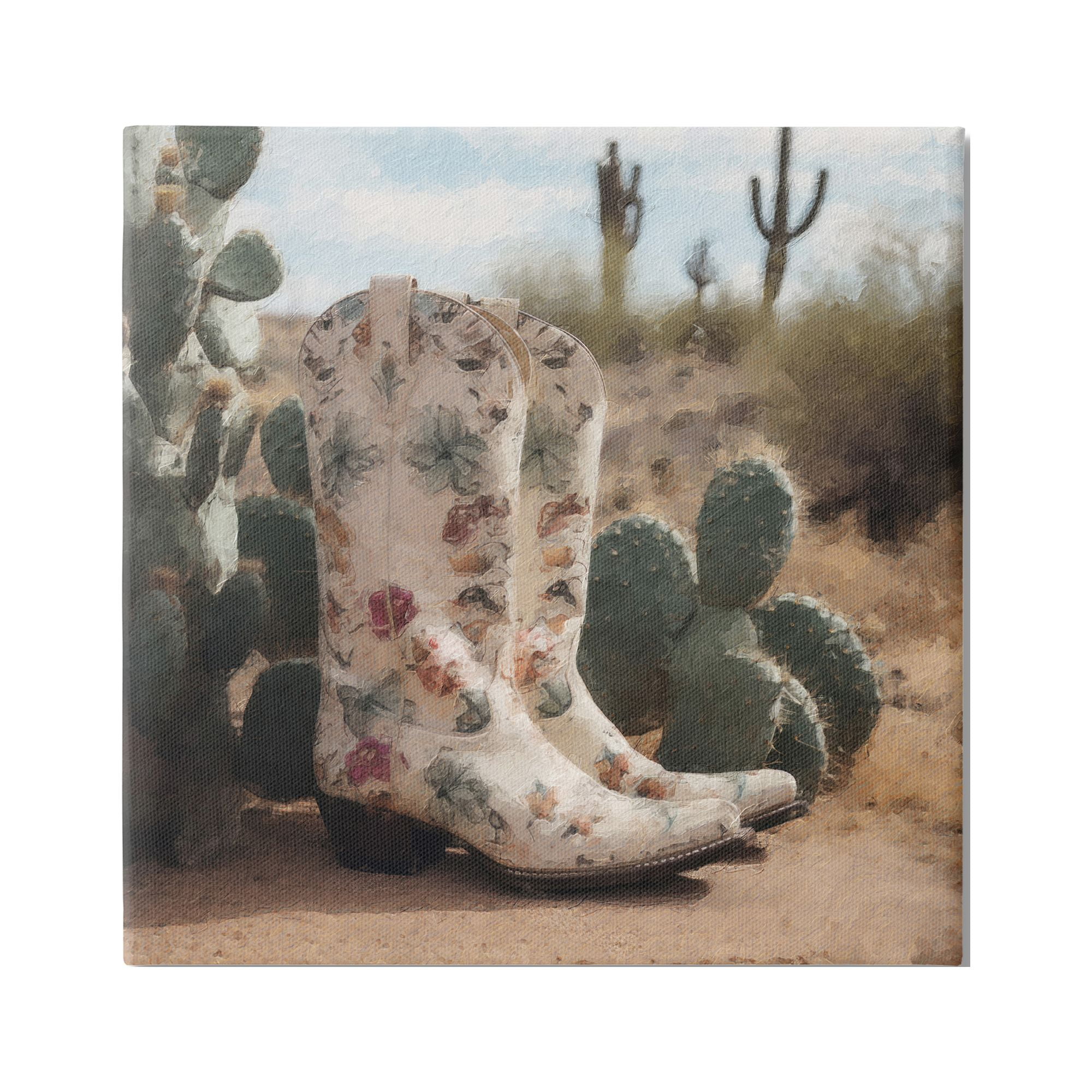 Stupell Industries Floral Cowgirl Boots Beauty & Fashion Painting Gallery Wrapped Canvas Print Wall Art, 36 x 36
