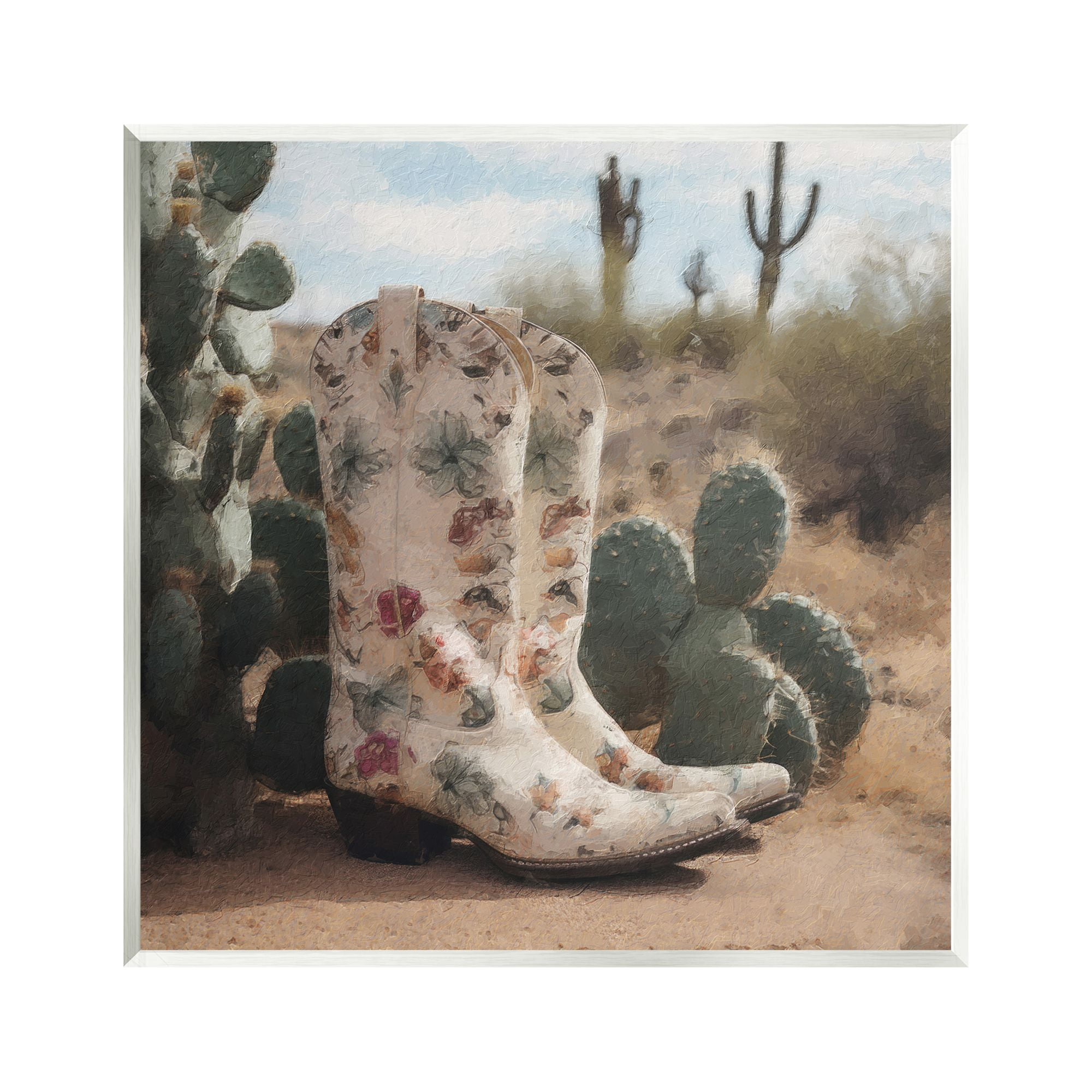 Stupell Industries Floral Cowgirl Boots Beauty & Fashion Painting Unframed Art Print Wall Art, 12 x 12