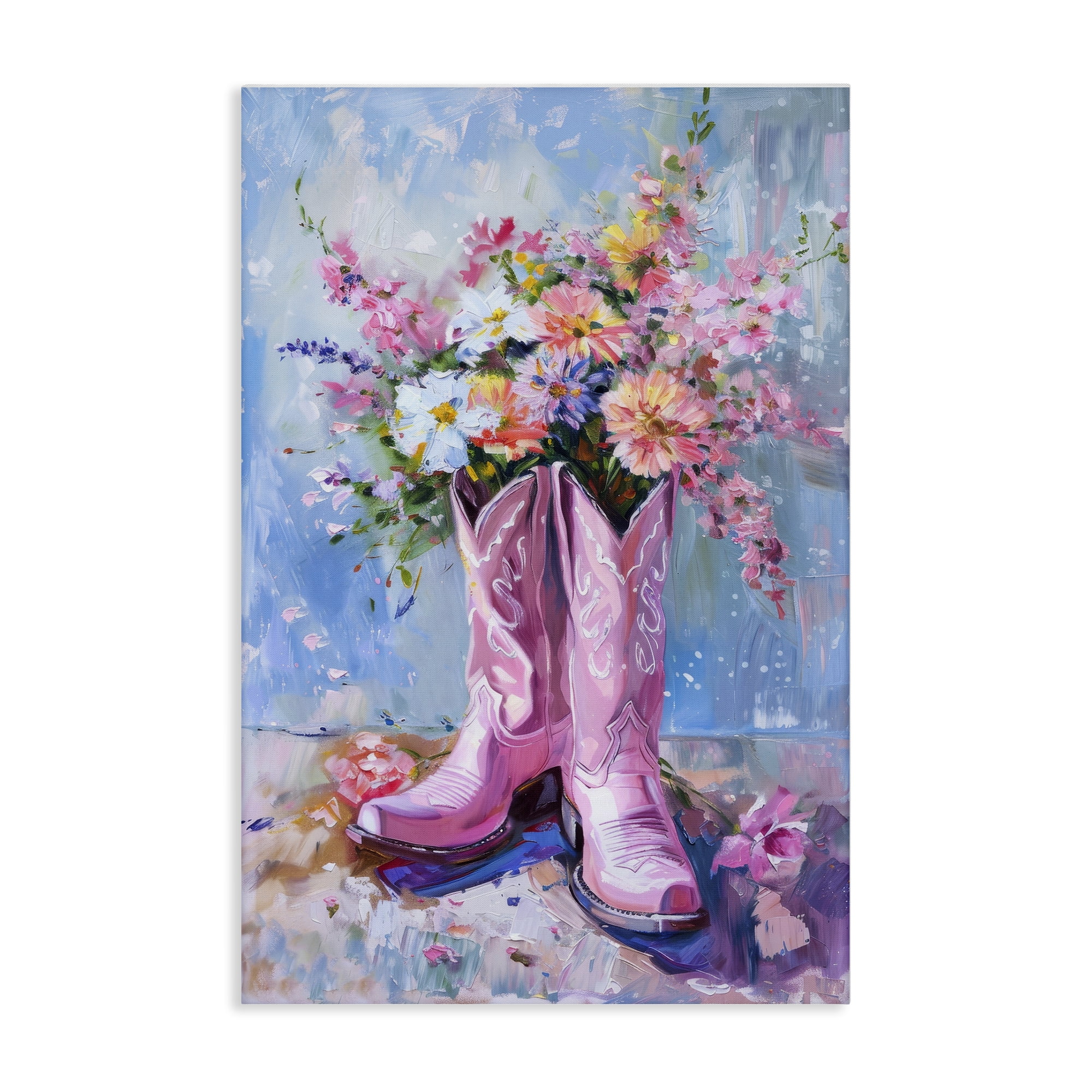 Stupell Industries Floral Cowgirl Boots Plants & Flowers Painting Wrapped Canvas Art Print Wall Art, 20 x 30