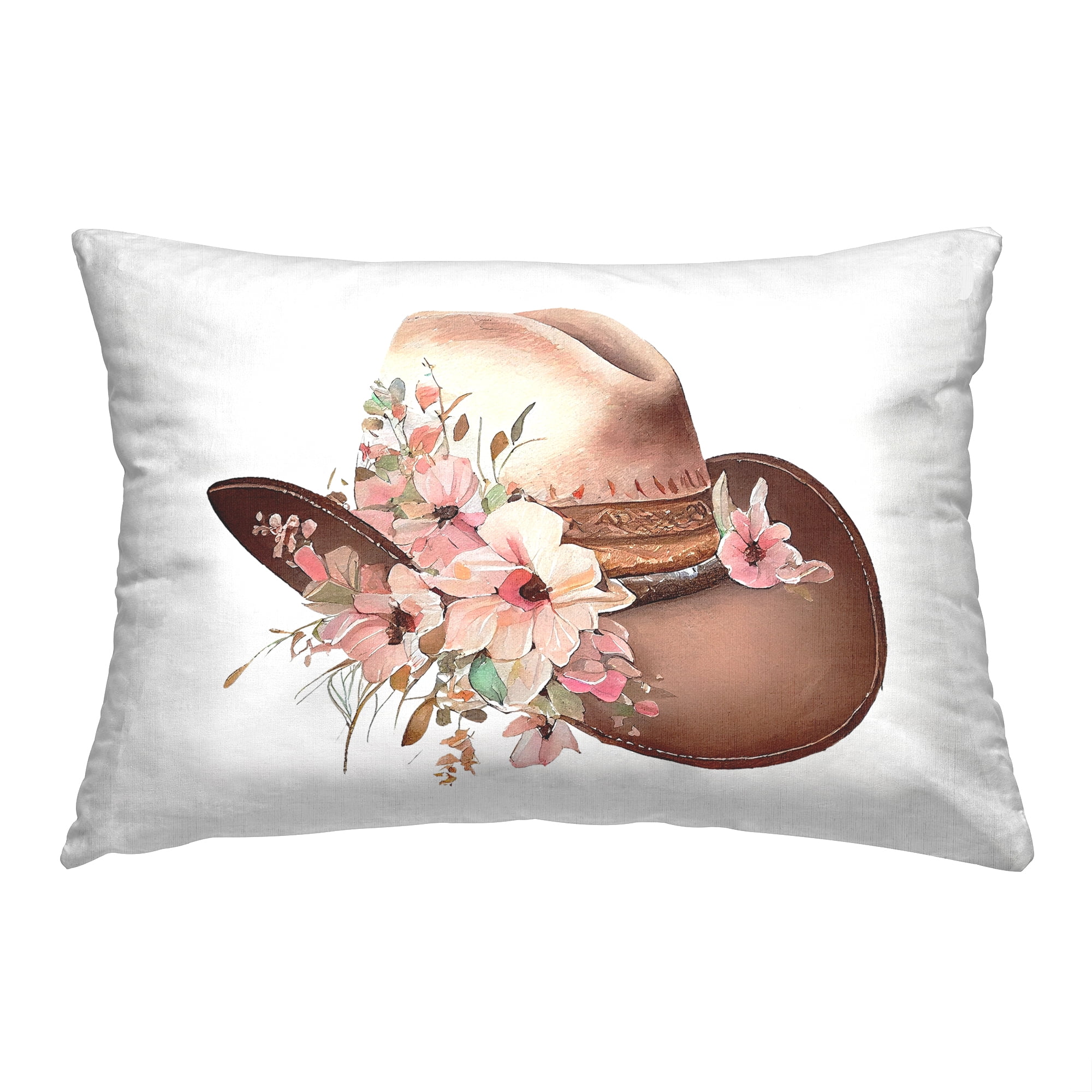 Stupell Industries Floral Cowgirl Hat Decorative Printed Throw Pillow, 14 x 20