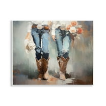 Stupell Industries Floral Cowgirl Pair Novelty Painting Unframed Art Print Wall Art, 14 x 11