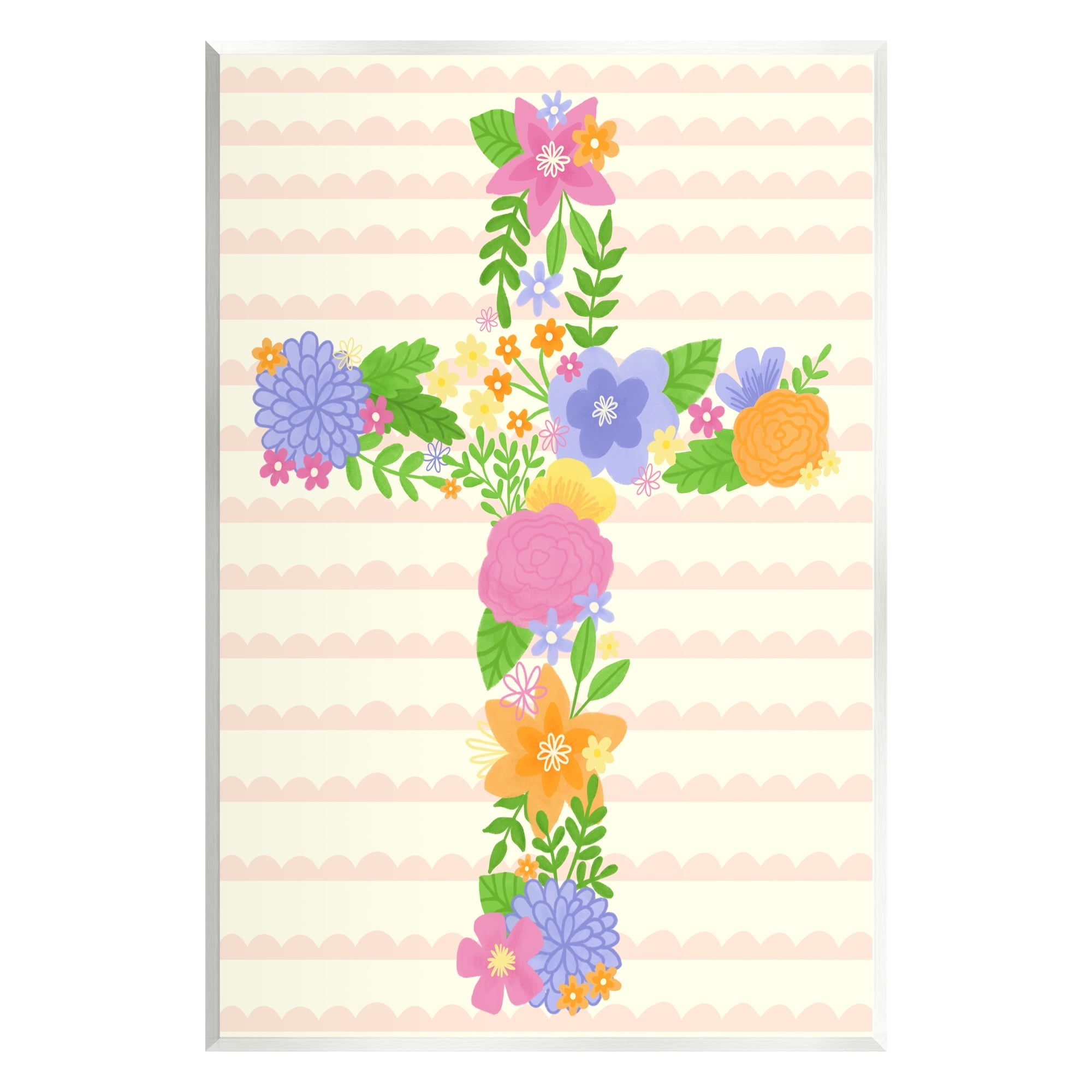 Stupell Industries Floral Cross Religious Symbol Botanical & Floral Painting Unframed Art Print Wall Art