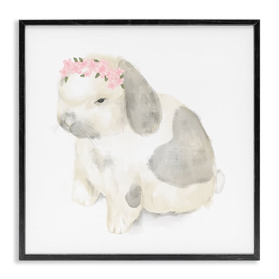 Stupell Industries Cottage Floral Crown Baby Bunny Soft Animal Illustration Black Framed Giclee Art, 12 x 12, by Lil' Rue
