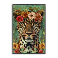 thumbnail image 1 of Stupell Industries Floral Crowned Cheetah Animals Painting Black Framed Art Print Wall Art, 12 x 18, 1 of 8