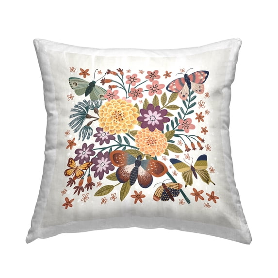 Stupell Industries Floral Dahlia Collage Decorative Printed Throw Pillow, 18 x 18