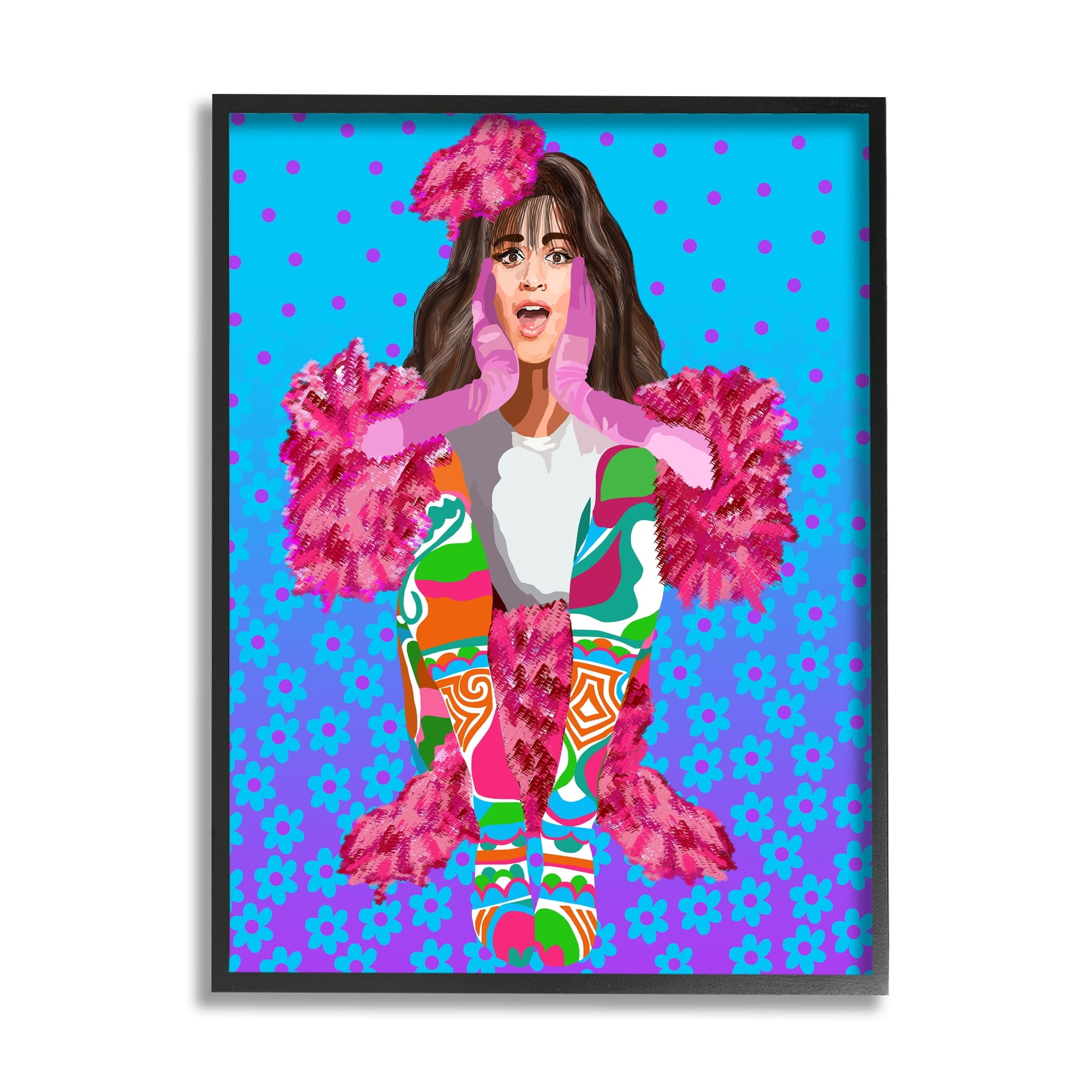 Stupell Industries Floral Daisy Pattern Camilla Sitting Vivid Pink Clothing , 11 x 14, Design by Lynnda Rakos