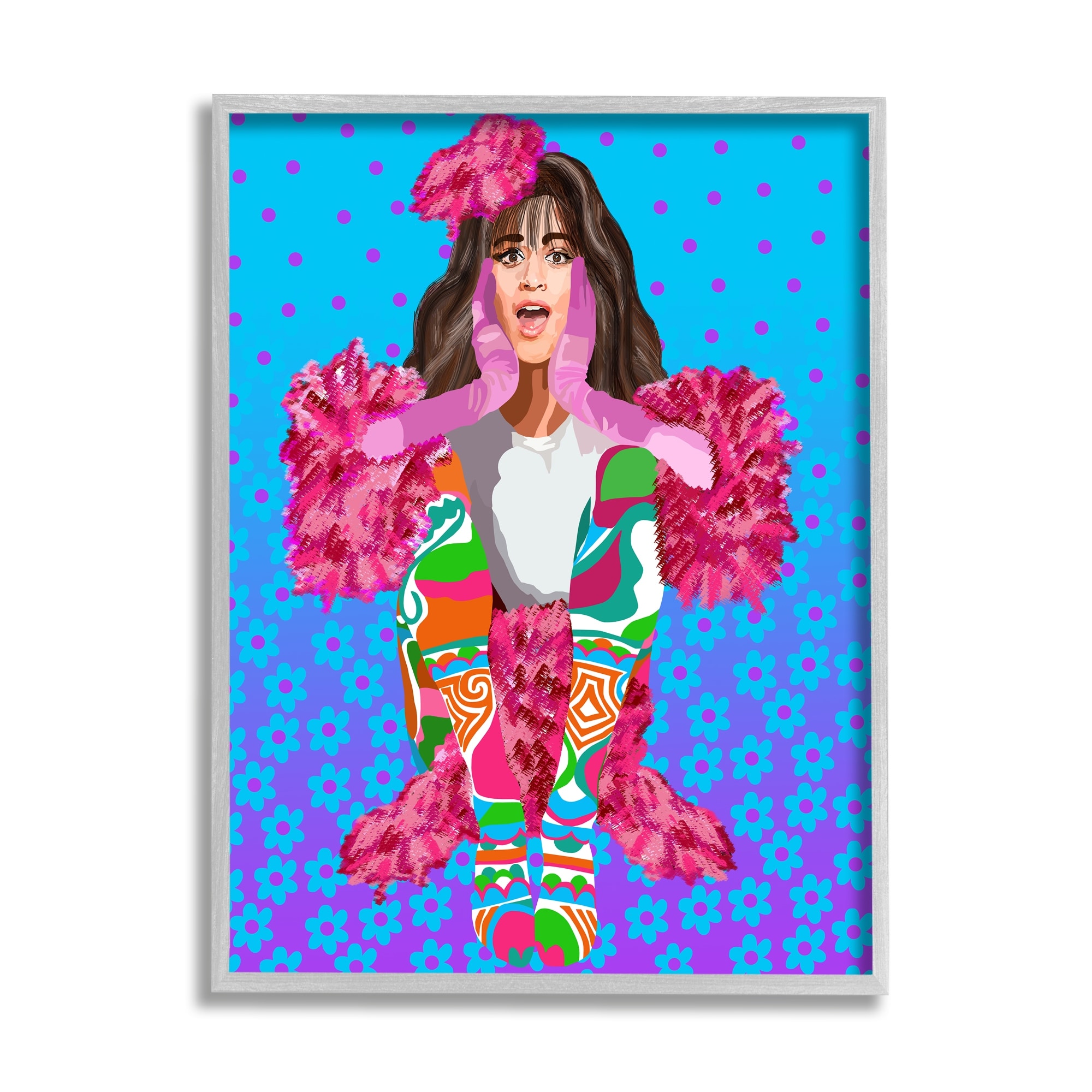 Stupell Industries Floral Daisy Pattern Camilla Sitting Vivid Pink Clothing , 11 x 14, Design by Lynnda Rakos