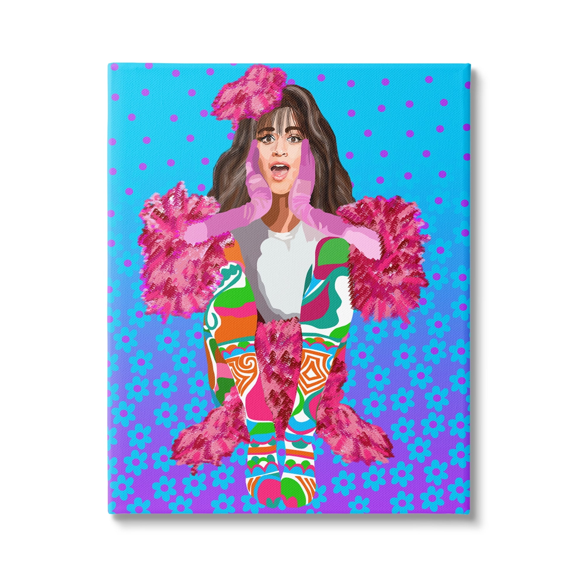 Stupell Industries Floral Daisy Pattern Camilla Sitting Vivid Pink Clothing Graphic Art Gallery-Wrapped Canvas Print Wall Art, 16x20, by Lynnda Rakos