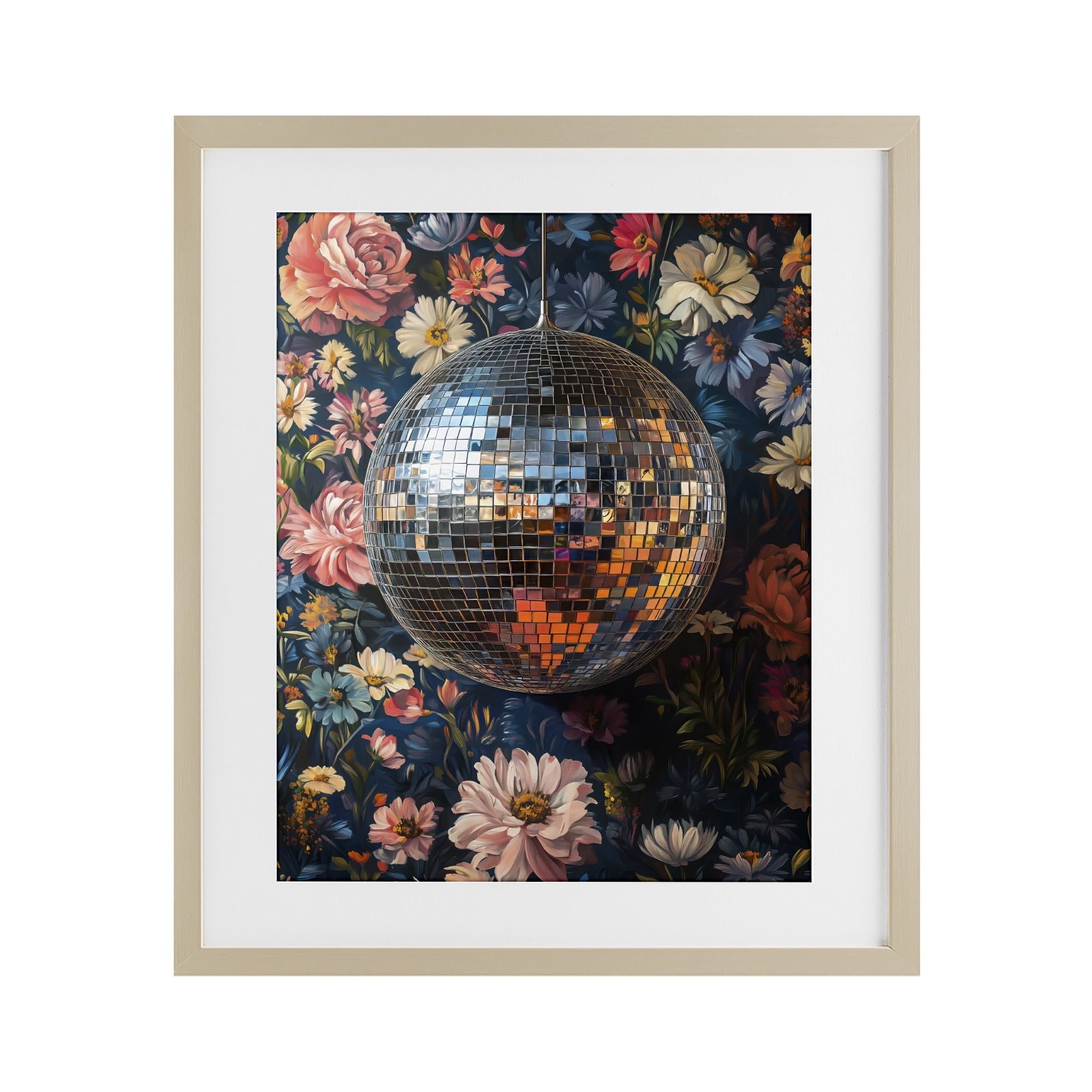 Stupell Industries Floral Disco Ball Reflection Birch Framed Print Under Glass, design by LSR Design Studio