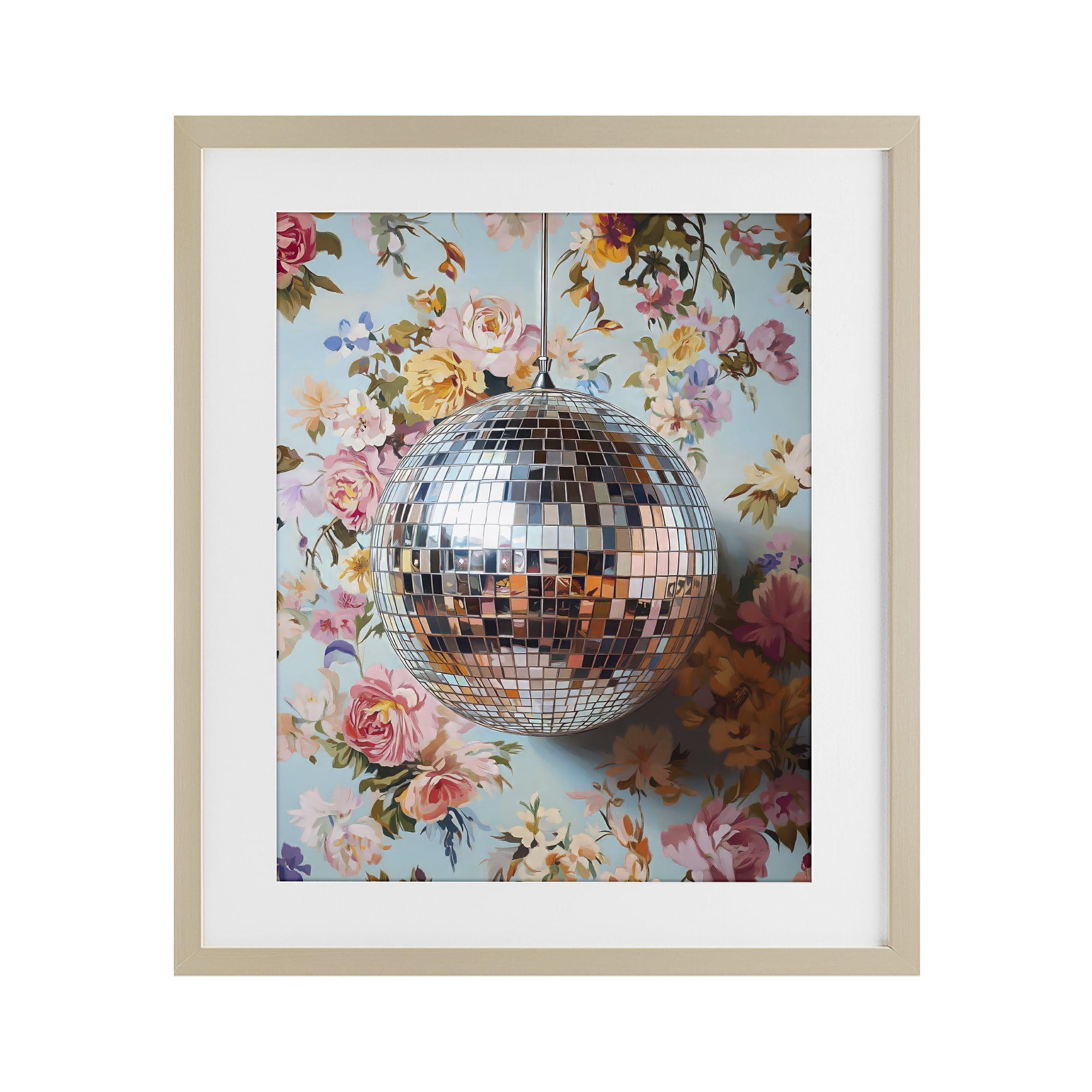 Stupell Industries Floral Disco Ball Reflection Birch Framed Print Under Glass, design by LSR Design Studio