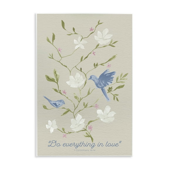 Stupell Industries Floral Do Everything In Love Quotes and Sayings Painting Unframed Art Print Wall Art, 10 x 15