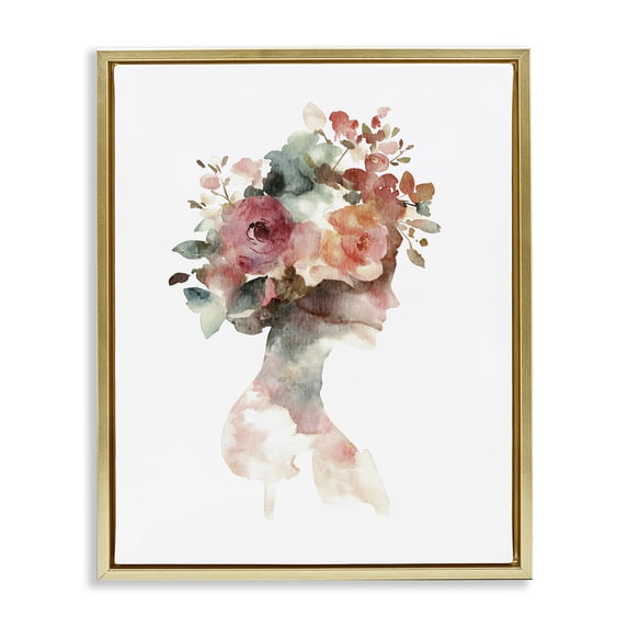 Stupell Industries Modern Floral Dreamscape Silhouette Gold Floating Frame Canvas Art, 17 x 21, by Svetlana Aleynikova