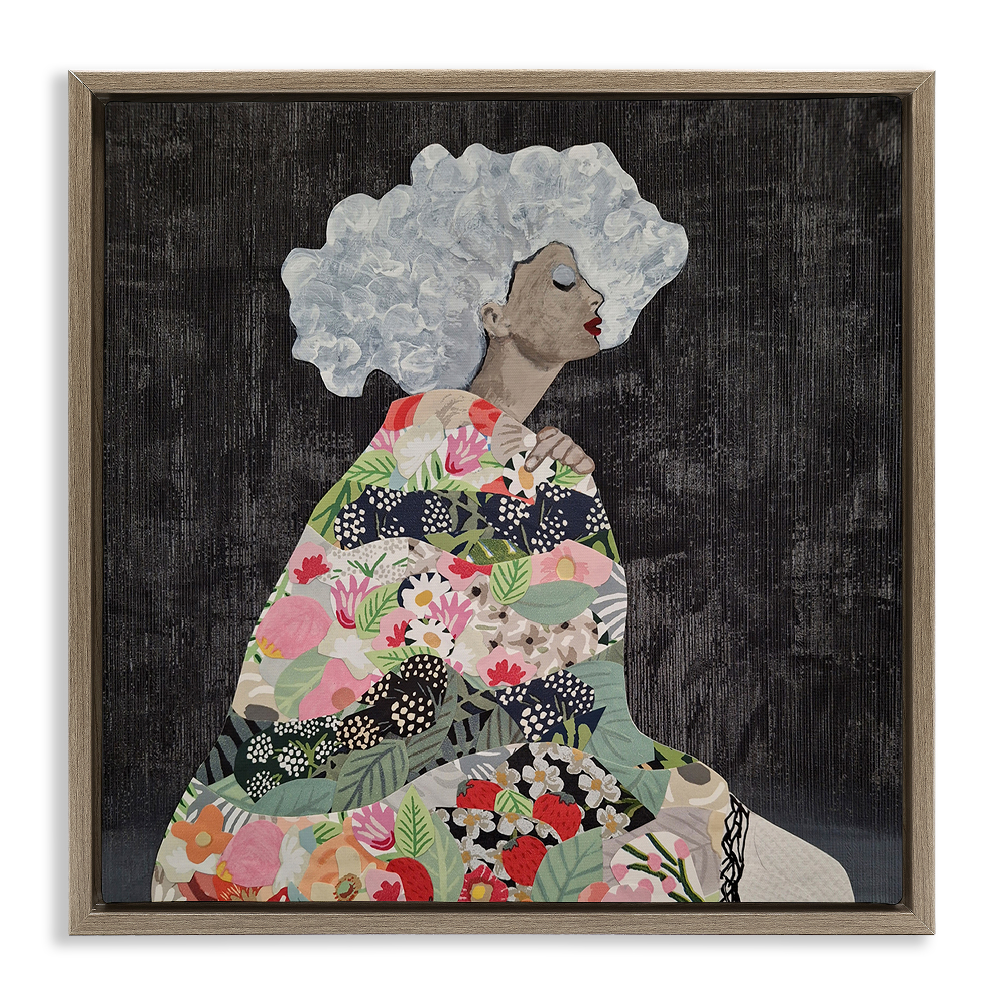 Stupell Industries Floral Dress Woman People Painting Brown Floater Framed Canvas Art Print Wall Art, 25 x 25